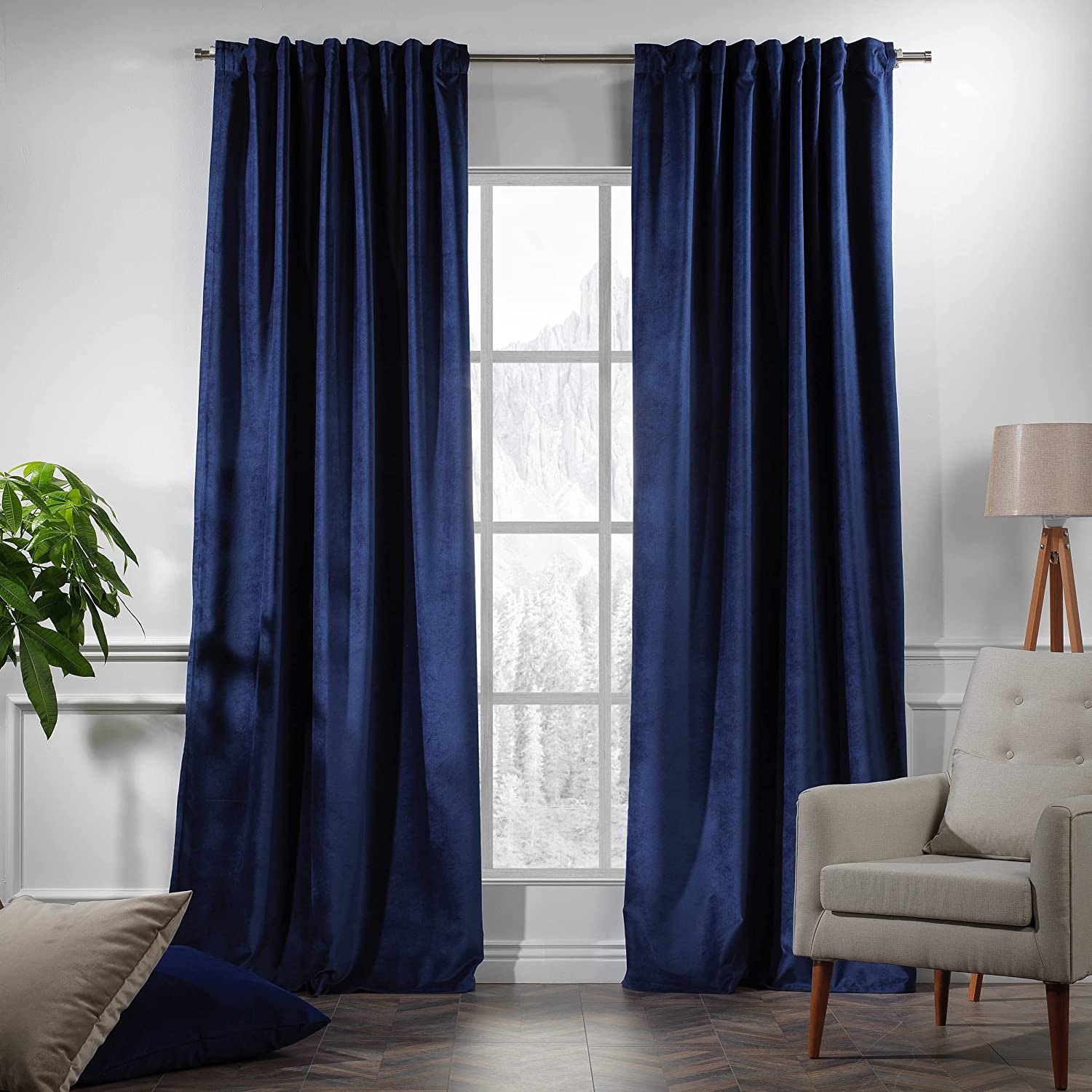 Dark Blue Grey Luxury Velvet Curtains, Living Room Curtain Panels, Rod  Pocket Window Drapes, Custom Made Home Décor -  Norway