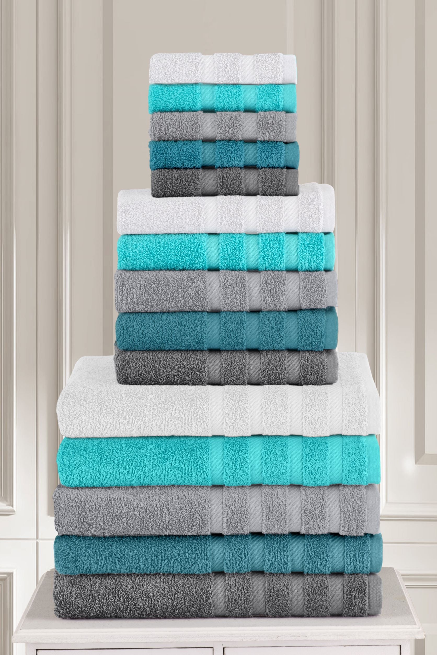 Antalya Turkish Cotton Bath, Hand, Washcloth Hotel Collection - 6 pc Towel Set - Classic Turkish Towels