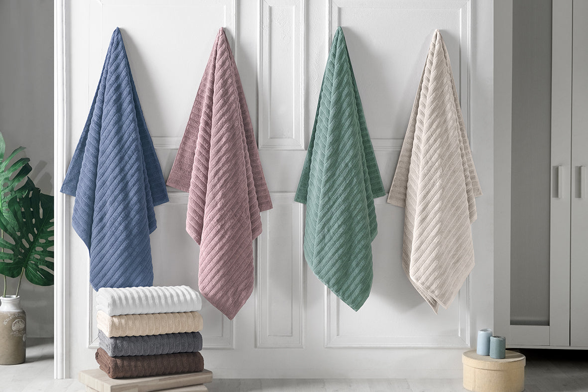 Classic Turkish Towels Luxury Ribbed Bath Towels - Soft Thick