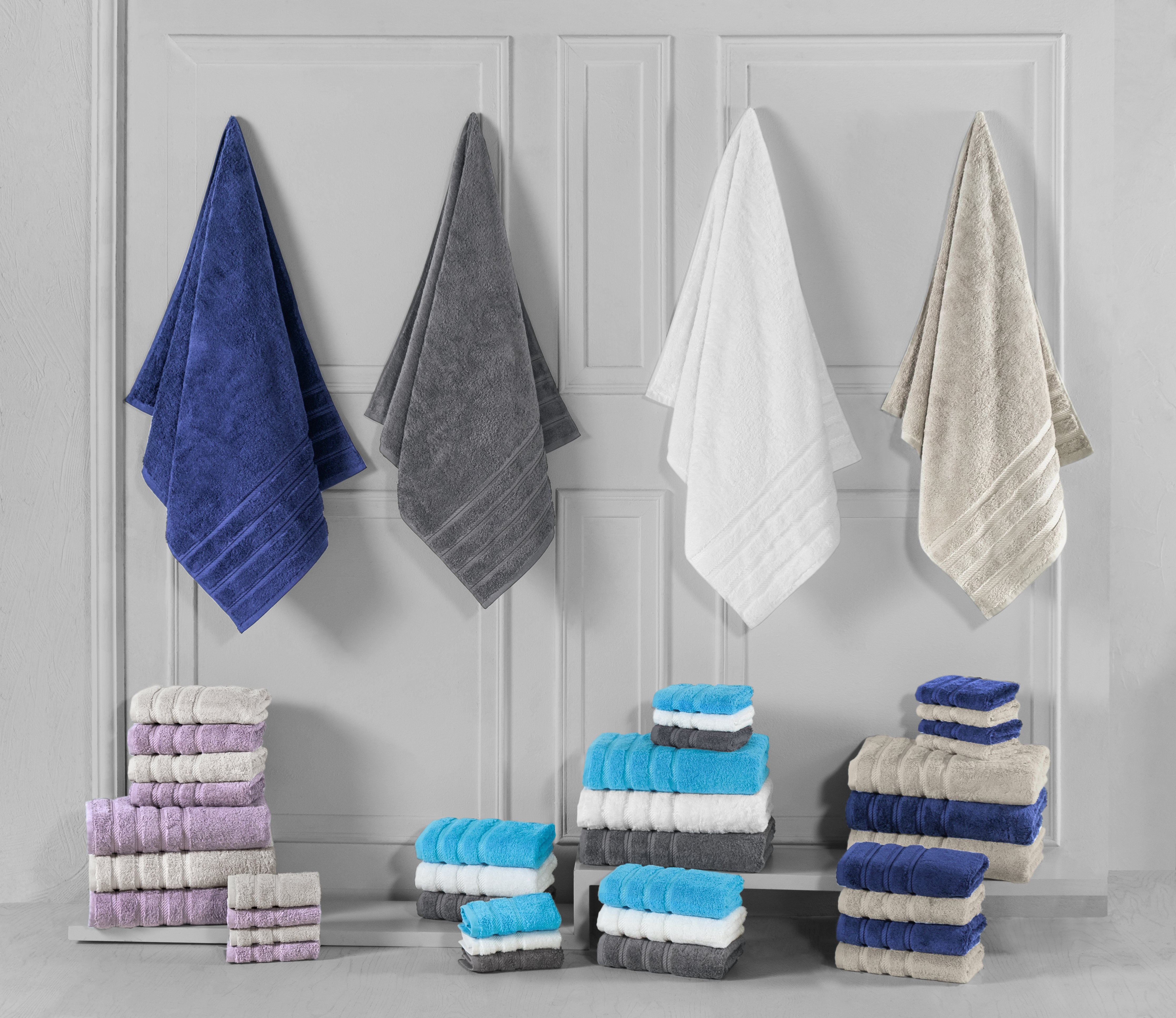 Classic Turkish Towels Genuine Cotton Soft Absorbent Lubbock 6 Piece Set  With 2 Bath Towels, 2