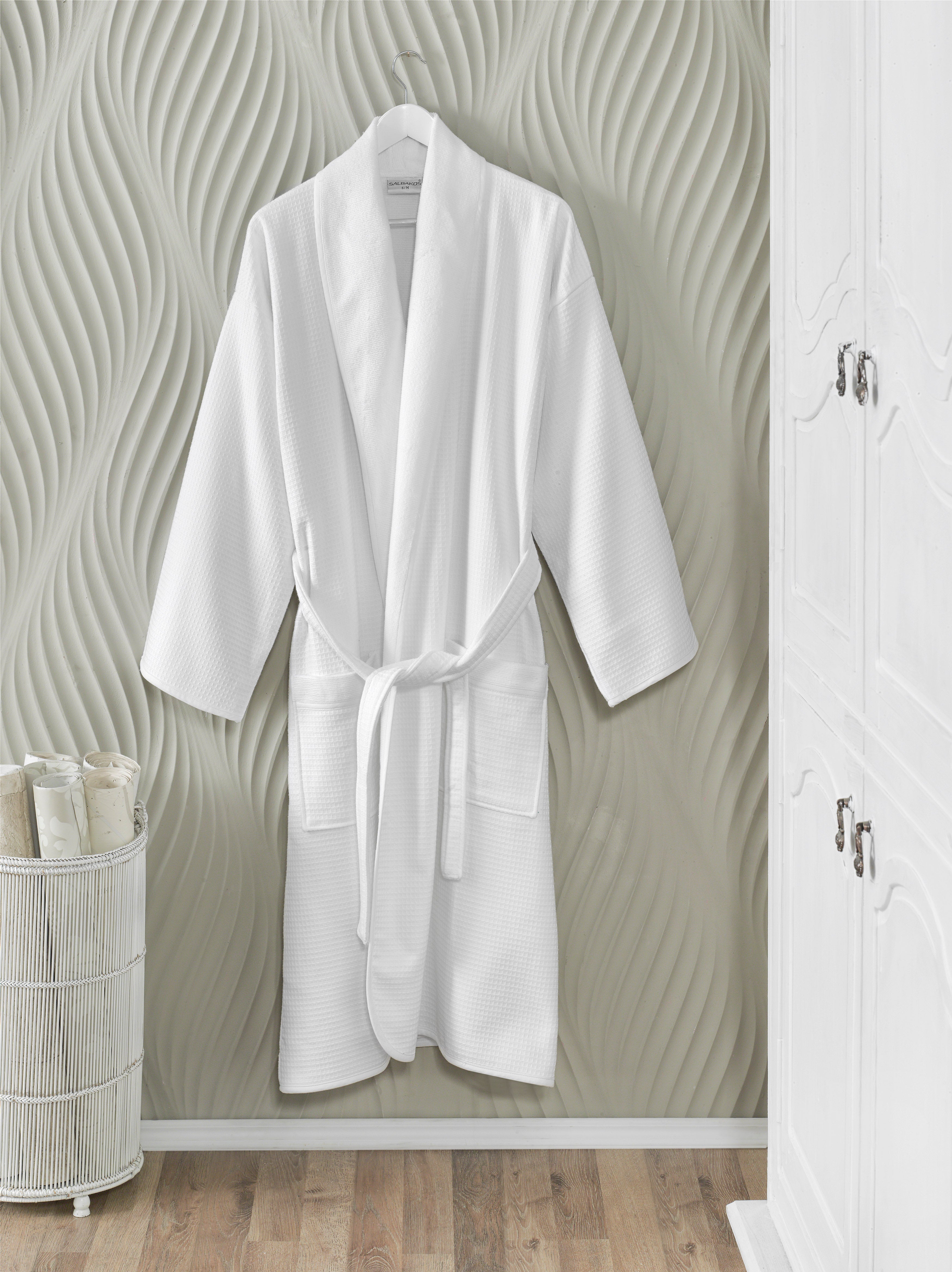 Waffle Weave Bathrobe (360 GSM) Small/Medium / White