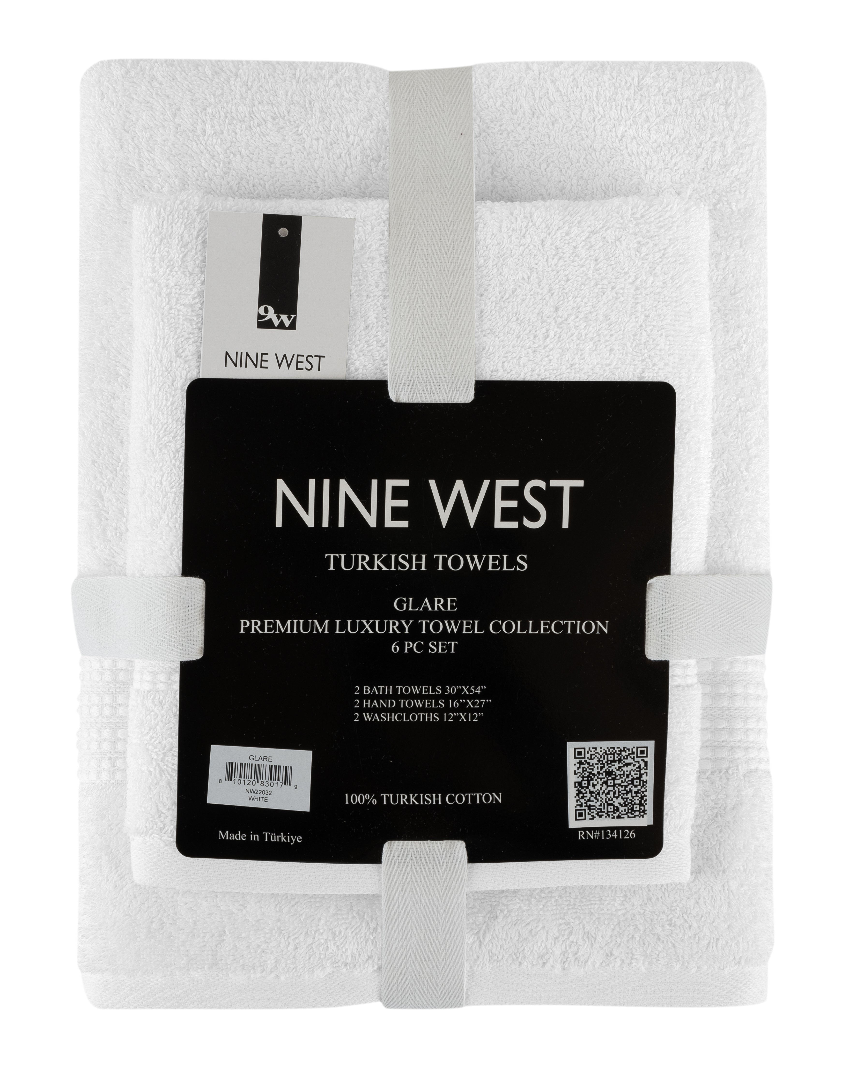 Nine West - Glare Premium Luxury 6 Pc Bale Pack Towel Set- 100% Turkish Cotton