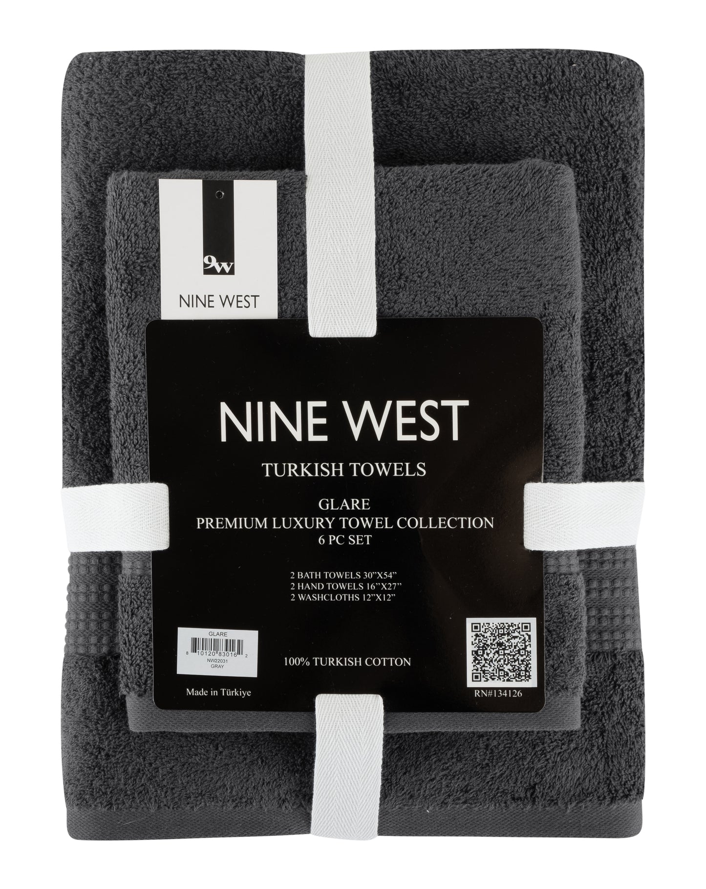 Nine West - Glare Premium Luxury 6 Pc Bale Pack Towel Set- 100% Turkish Cotton