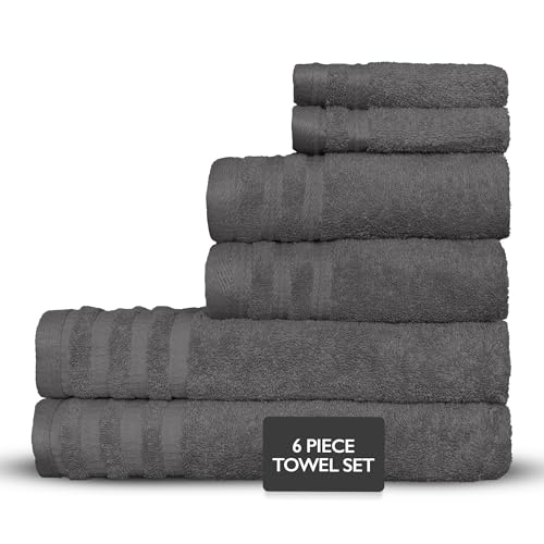 Nine West - Luxury 6-Piece Shelly Towel Set - 100% Cotton Terry Cloth, 2 Bath Towels, 2 Hand Towels & 2 Washcloths, Soft, Quick Dry & High Absorbent