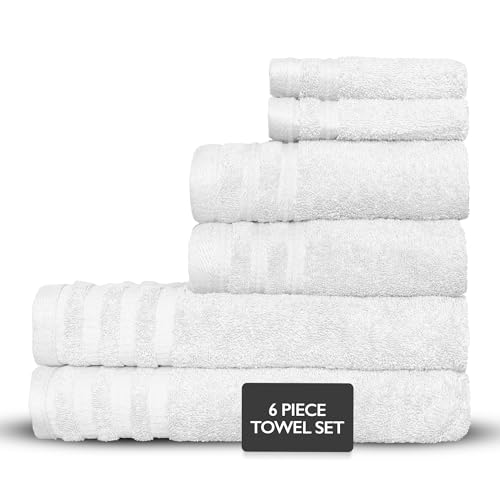 Nine West - Luxury 6-Piece Shelly Towel Set - 100% Cotton Terry Cloth, 2 Bath Towels, 2 Hand Towels & 2 Washcloths, Soft, Quick Dry & High Absorbent