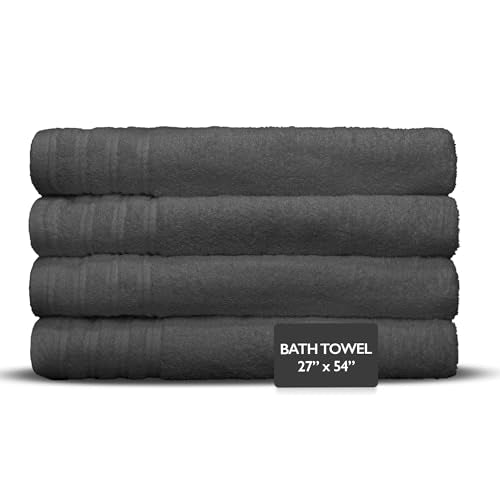 Nine West 4 Piece Premium Bath Towels Set - 100% Cotton Terry Cloth, Absorbent & Soft, Machine Washable & Quick Dry - 27"x54" Set of 4