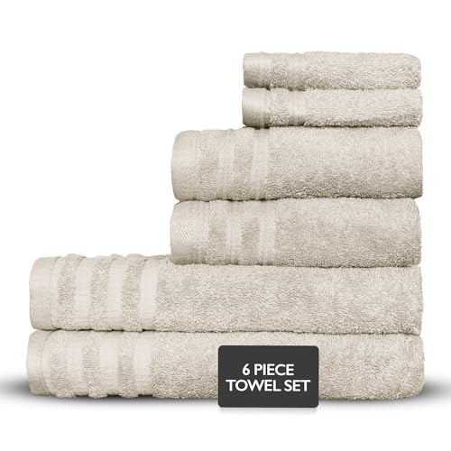 Nine West - Luxury 6-Piece Shelly Towel Set - 100% Cotton Terry Cloth, 2 Bath Towels, 2 Hand Towels & 2 Washcloths, Soft, Quick Dry & High Absorbent