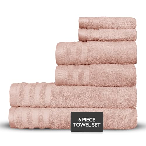 Nine West - Luxury 6-Piece Shelly Towel Set - 100% Cotton Terry Cloth, 2 Bath Towels, 2 Hand Towels & 2 Washcloths, Soft, Quick Dry & High Absorbent