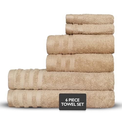 Nine West - Luxury 6-Piece Shelly Towel Set - 100% Cotton Terry Cloth, 2 Bath Towels, 2 Hand Towels & 2 Washcloths, Soft, Quick Dry & High Absorbent