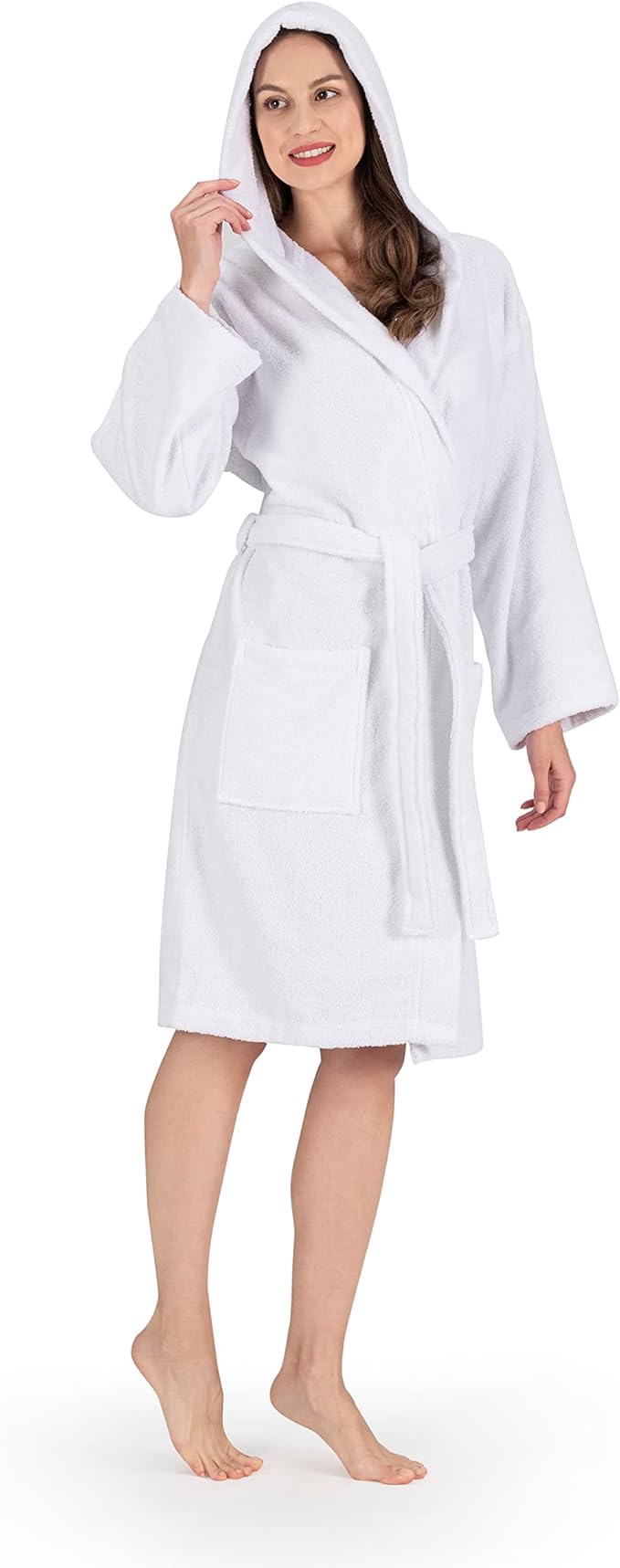 NINE WEST Unisex Bathrobe, 100% Turkish Cotton Hooded Terry Robe, High Absorbent & Quick Dry