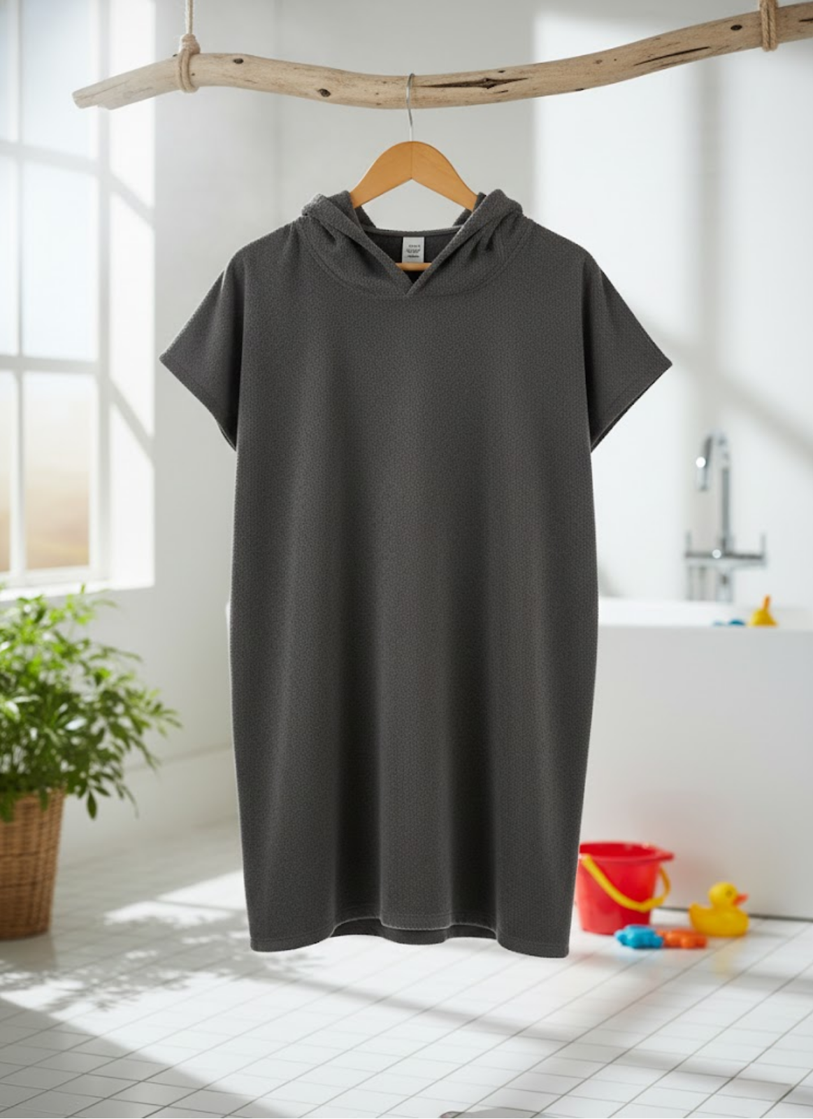 Premium 100% Turkish Cotton Changing Robe | Quick Dry Hooded Surf Poncho Beach Towel Gray Premium 100% Turkish Cotton Changing Robe | Quick Dry Hooded Surf Poncho Beach Towel Gray