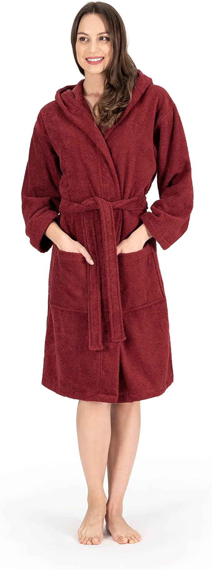 NINE WEST Unisex Bathrobe, 100% Turkish Cotton Hooded Terry Robe, High Absorbent & Quick Dry