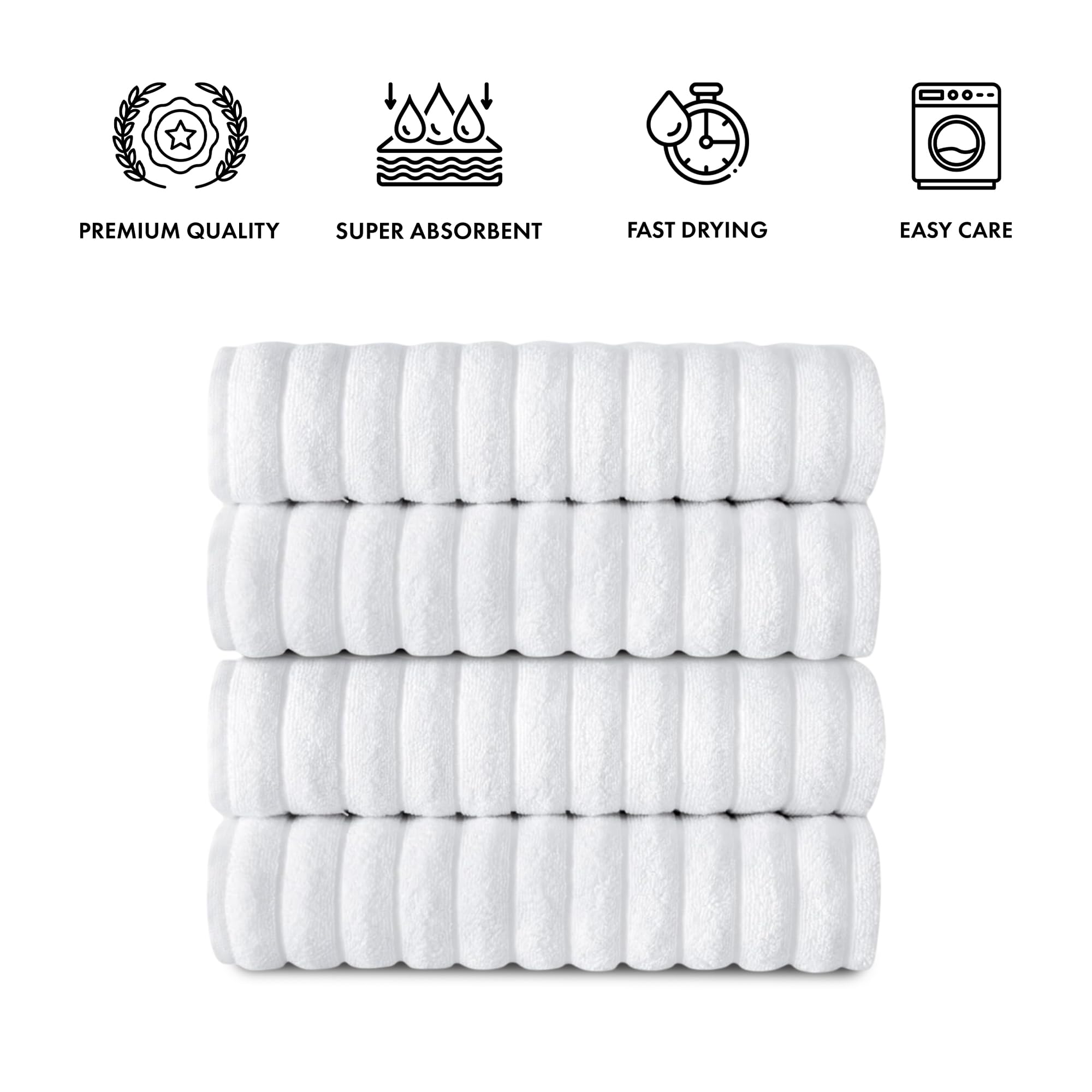 Brampton Premium 4 Piece Turkish Cotton Bath Towels 27"x54" | Ultra-Soft, Absorbent Towels for Spa & Hotel