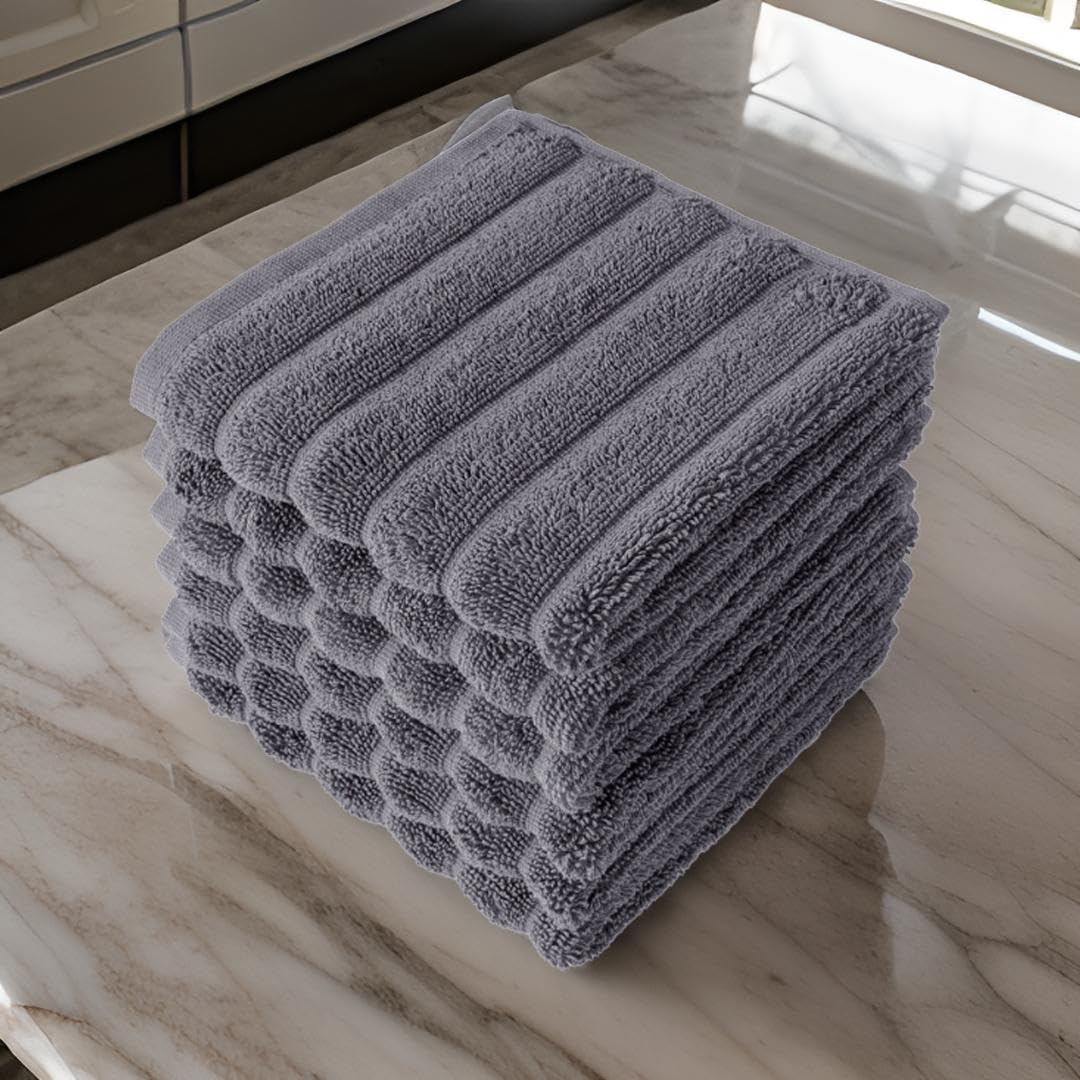 Classic Turkish Towels 100% Turkish Cotton Washcloths Set of 6, Absorbent & Quick Dry, Face Towels Wash Cloths for Hotel, Spa & Gym I 13"x13"