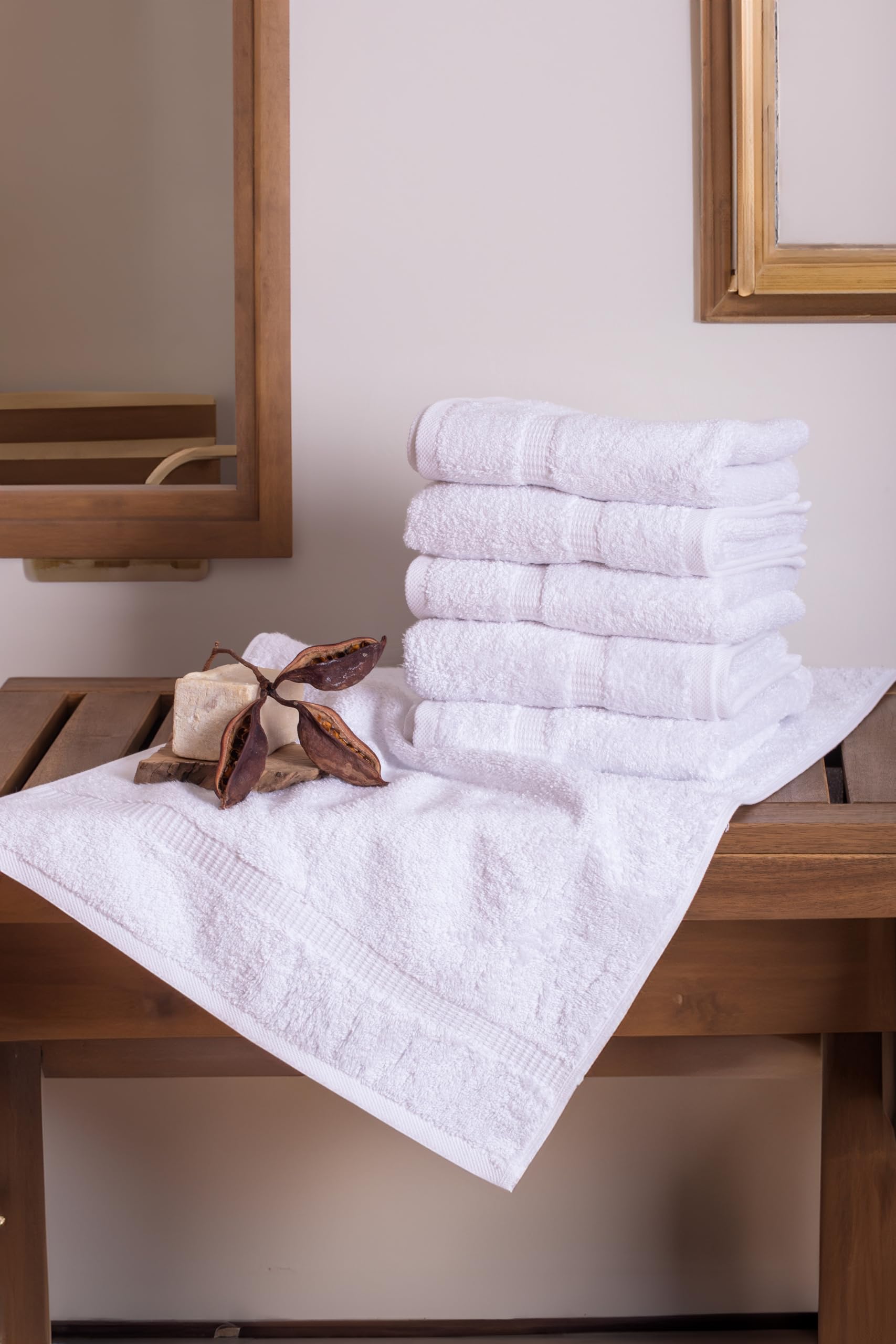 SALBAKOS - 100% Turkish Cotton Hand Towels Set 6 Pieces 16"x30" | Quick Dry, Absorbent & Soft Towels for Hotel & Spa