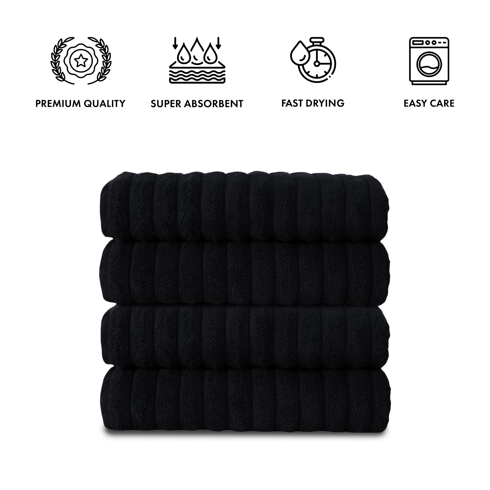 Brampton Premium 4 Piece Turkish Cotton Bath Towels 27"x54" | Ultra-Soft, Absorbent Towels for Spa & Hotel