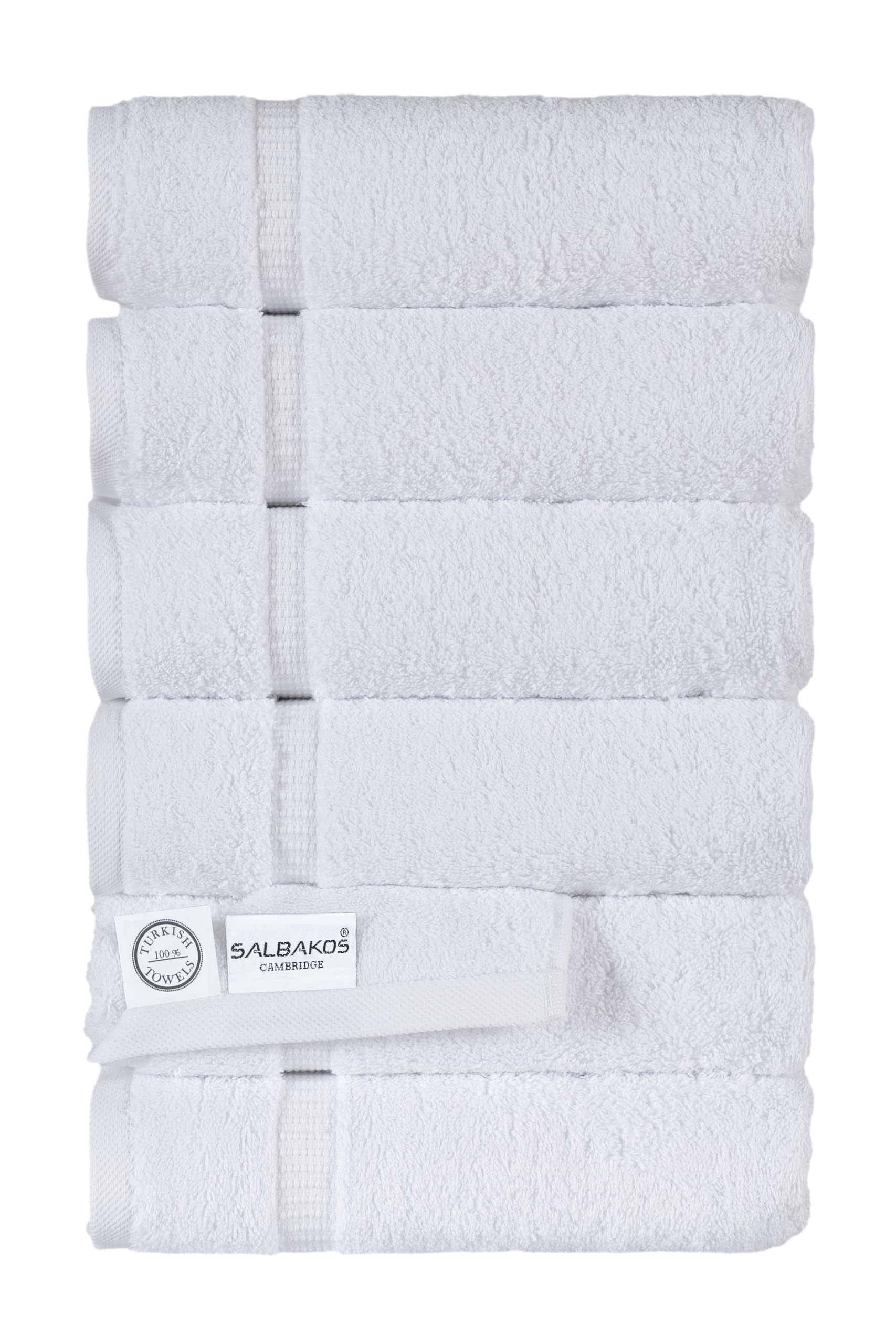 SALBAKOS - 100% Turkish Cotton Hand Towels Set 6 Pieces 16"x30" | Quick Dry, Absorbent & Soft Towels for Hotel & Spa