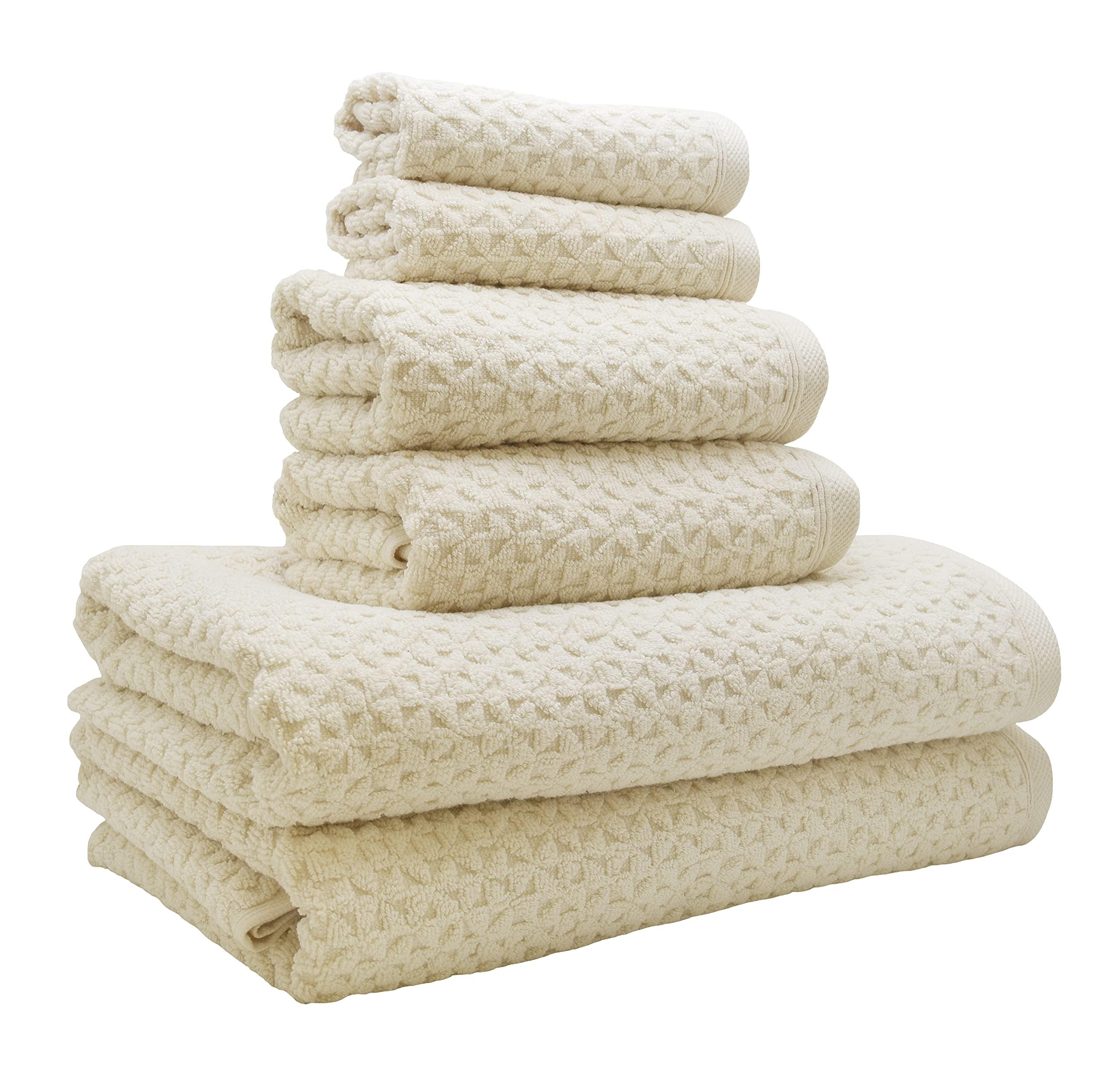 Luxury 6-Piece Jacquard Turkish Cotton Towels – Bath, Hand, Washcloth Towels