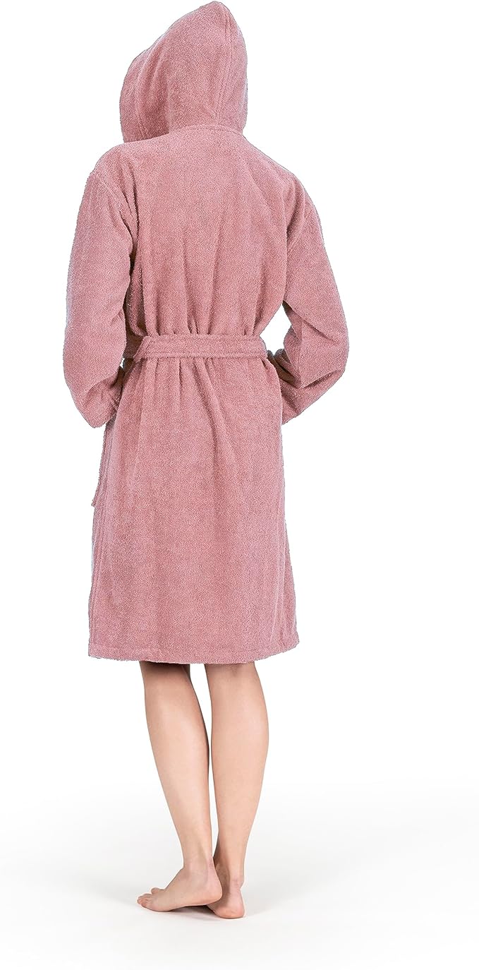 NINE WEST Unisex Bathrobe, 100% Turkish Cotton Hooded Terry Robe, High Absorbent & Quick Dry