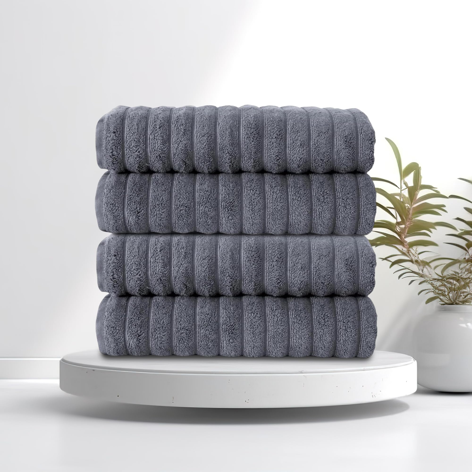 Brampton Premium 4 Piece Turkish Cotton Bath Towels 27"x54" | Ultra-Soft, Absorbent Towels for Spa & Hotel
