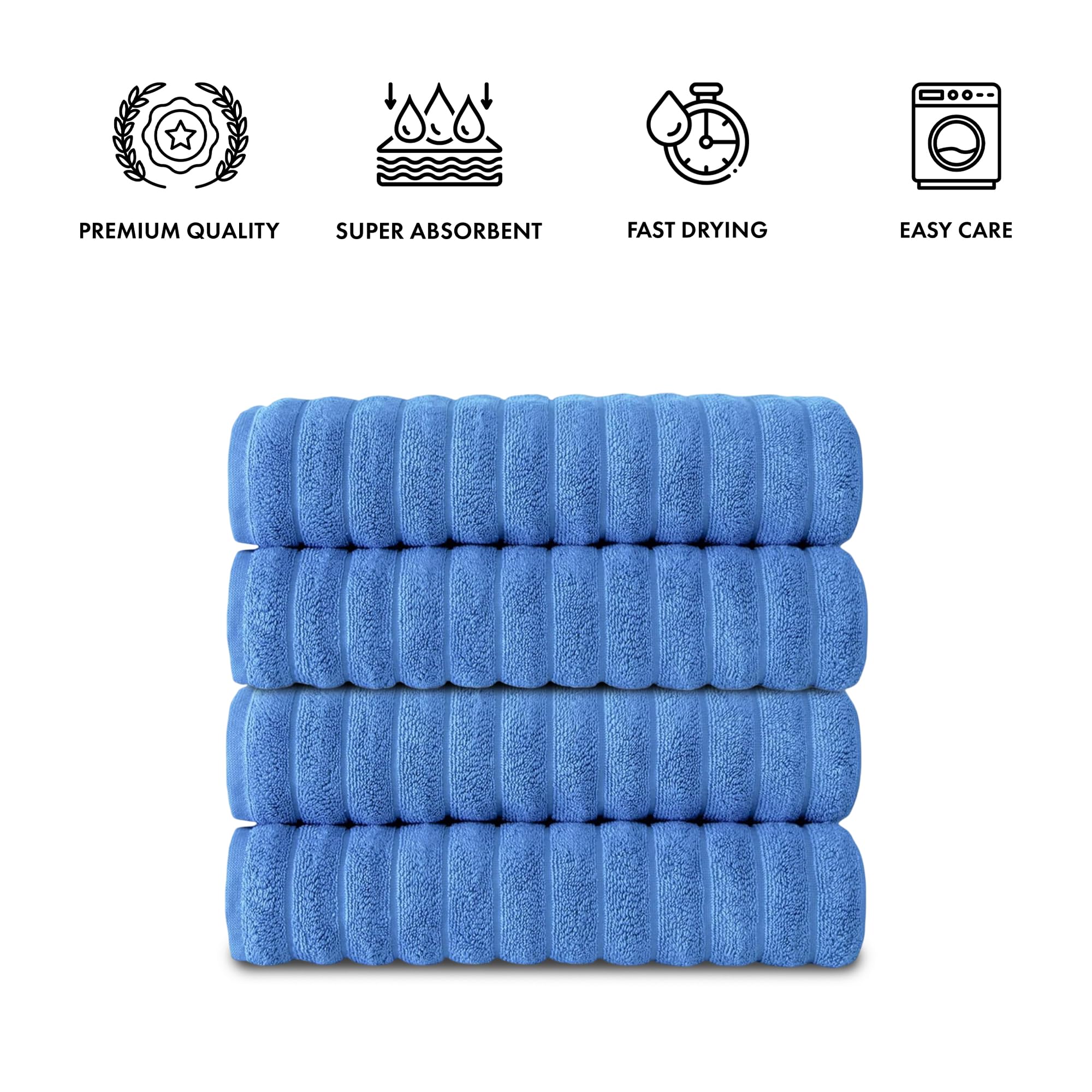 Brampton Premium 4 Piece Turkish Cotton Bath Towels 27"x54" | Ultra-Soft, Absorbent Towels for Spa & Hotel