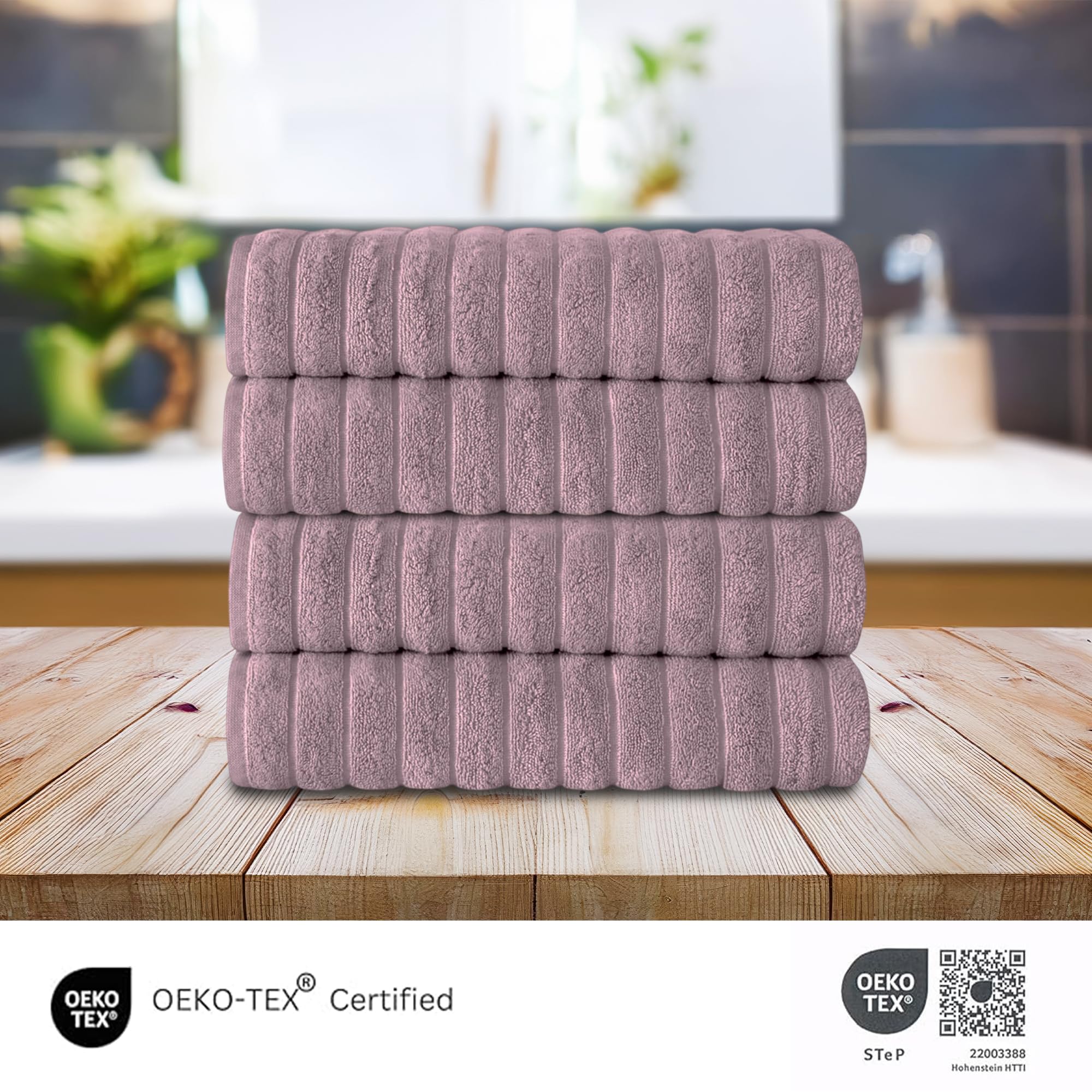 Brampton Premium 4 Piece Turkish Cotton Bath Towels 27"x54" | Ultra-Soft, Absorbent Towels for Spa & Hotel