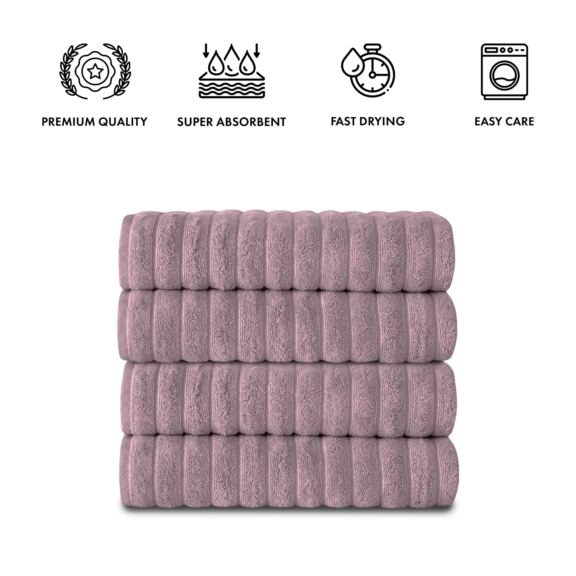 Brampton Premium 4 Piece Turkish Cotton Bath Towels 27"x54" | Ultra-Soft, Absorbent Towels for Spa & Hotel