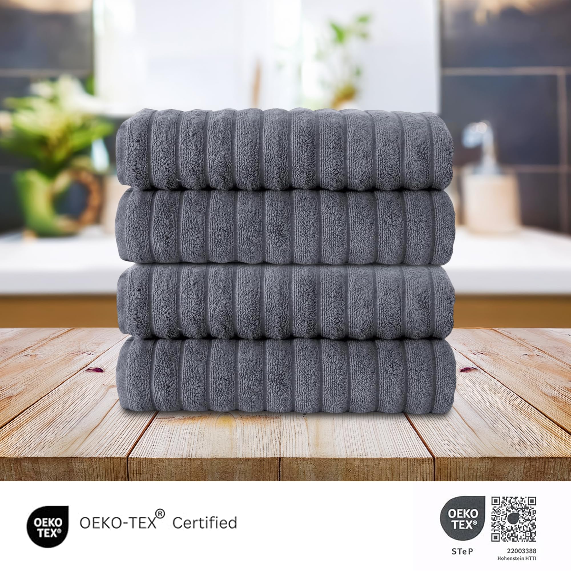 Brampton Premium 4 Piece Turkish Cotton Bath Towels 27"x54" | Ultra-Soft, Absorbent Towels for Spa & Hotel