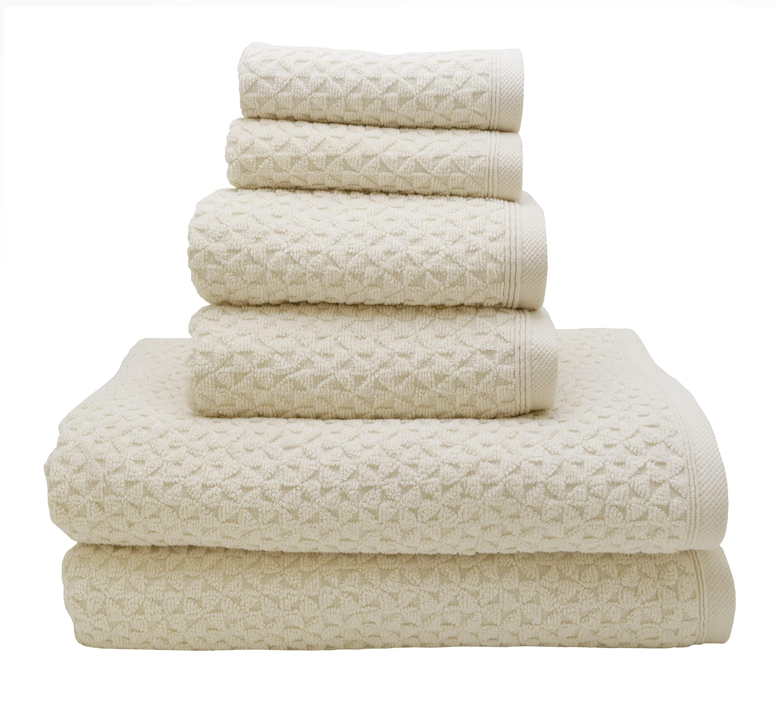 Luxury 6-Piece Jacquard Turkish Cotton Towels – Bath, Hand, Washcloth Towels