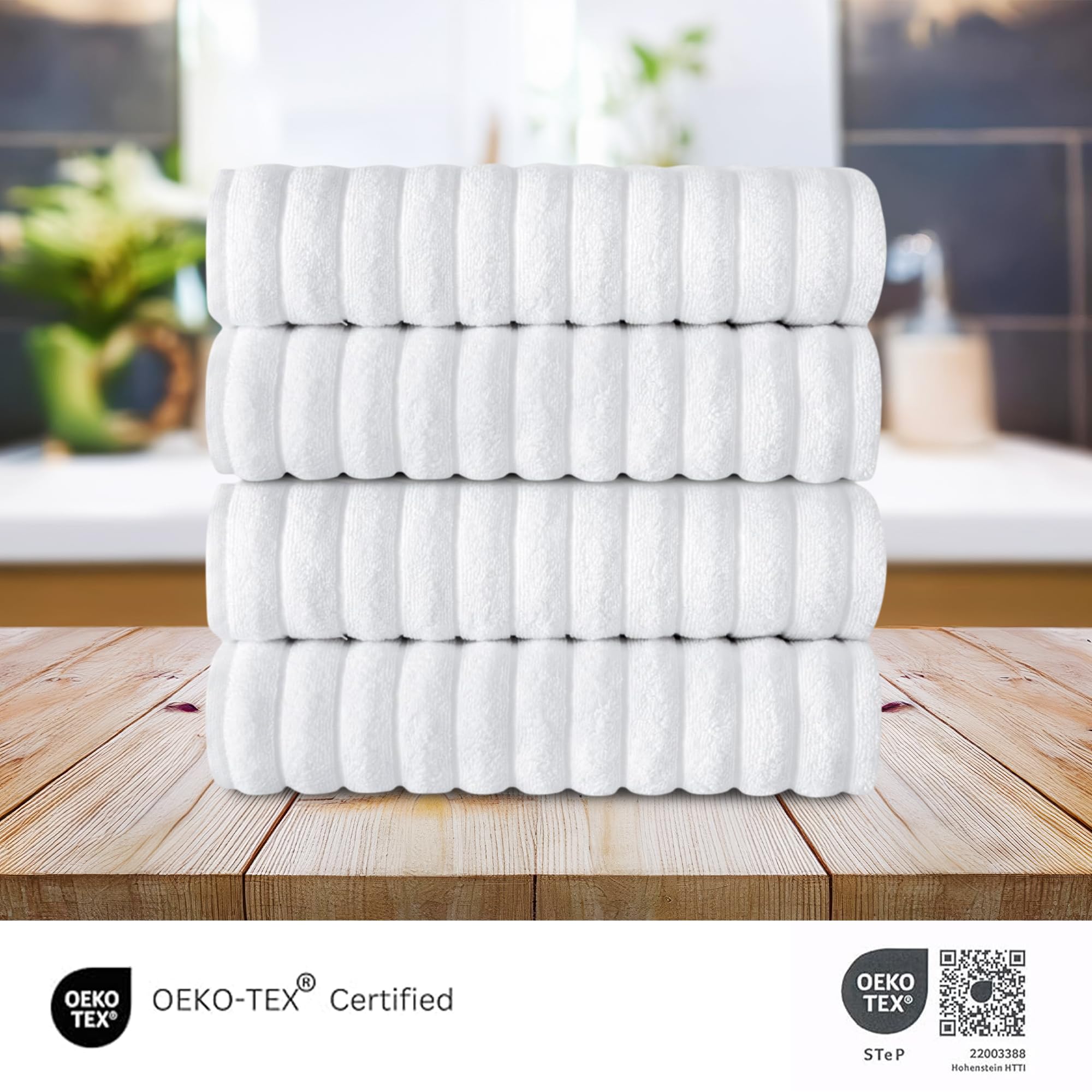 Brampton Premium 4 Piece Turkish Cotton Bath Towels 27"x54" | Ultra-Soft, Absorbent Towels for Spa & Hotel
