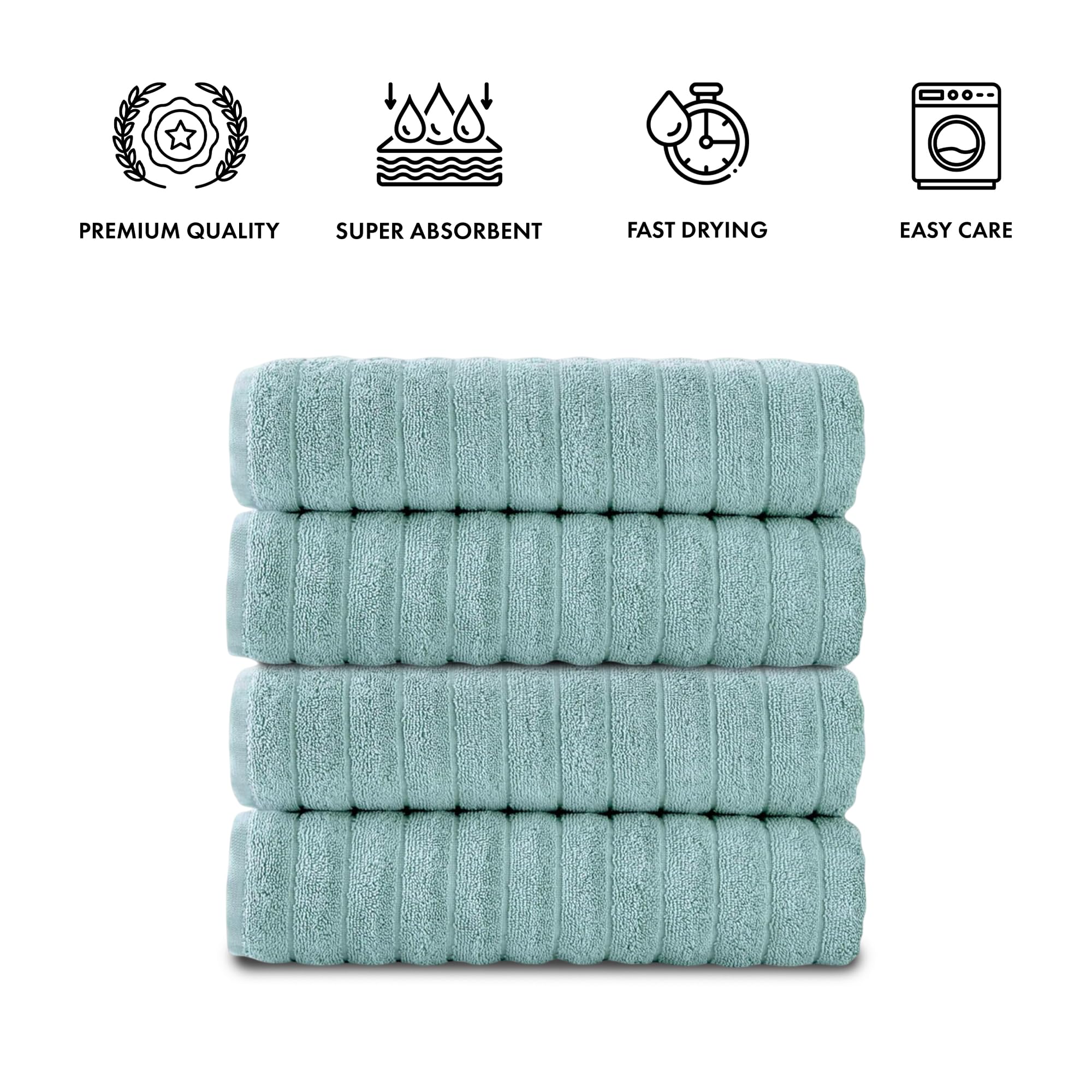 Brampton Premium 4 Piece Turkish Cotton Bath Towels 27"x54" | Ultra-Soft, Absorbent Towels for Spa & Hotel