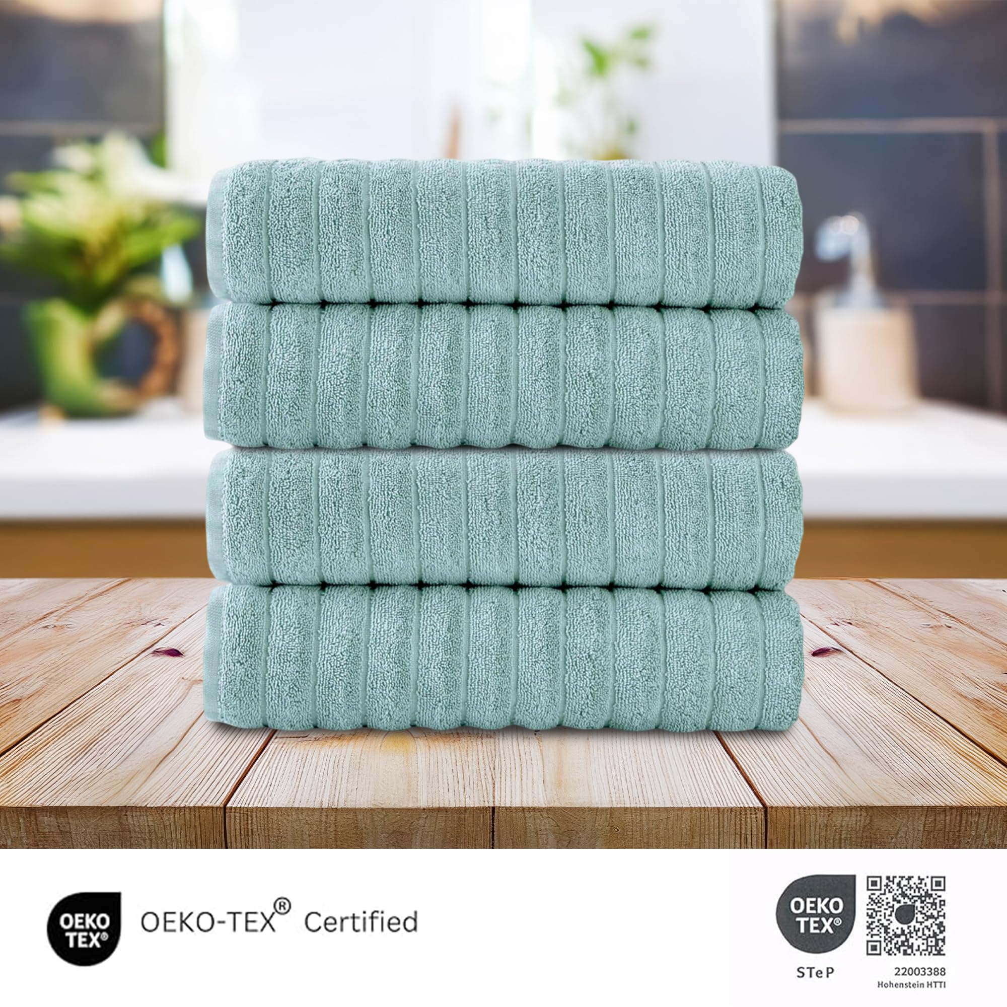 Brampton Premium 4 Piece Turkish Cotton Bath Towels 27"x54" | Ultra-Soft, Absorbent Towels for Spa & Hotel