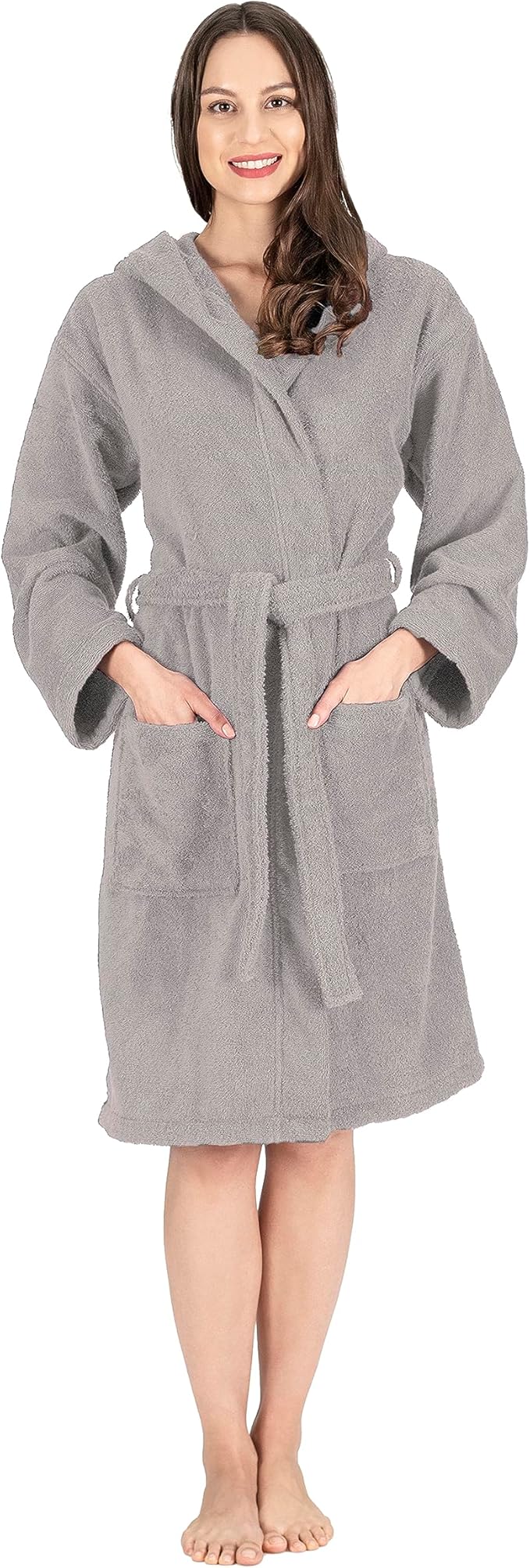 NINE WEST Unisex Bathrobe, 100% Turkish Cotton Hooded Terry Robe, High Absorbent & Quick Dry