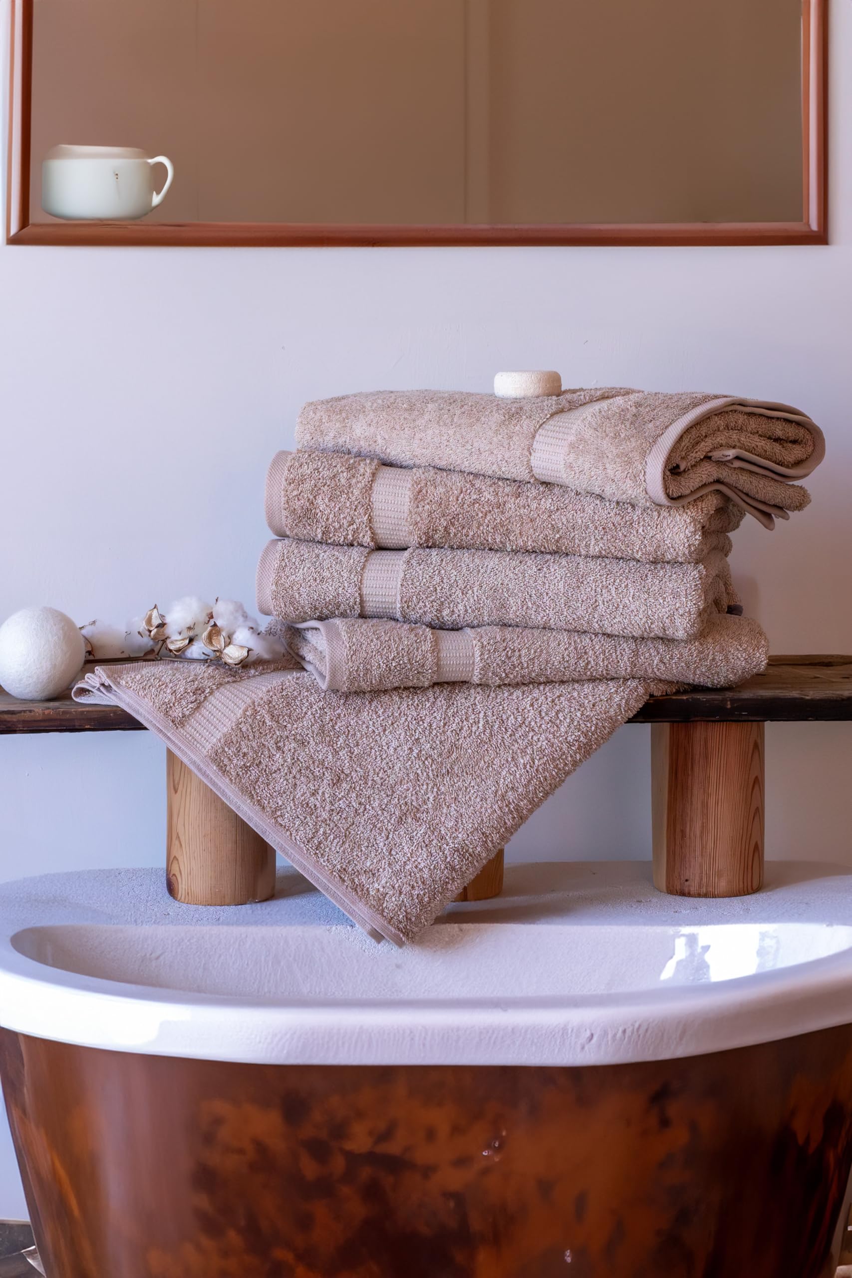 SALBAKOS - 100% Turkish Cotton Hand Towels Set 6 Pieces 16"x30" | Quick Dry, Absorbent & Soft Towels for Hotel & Spa