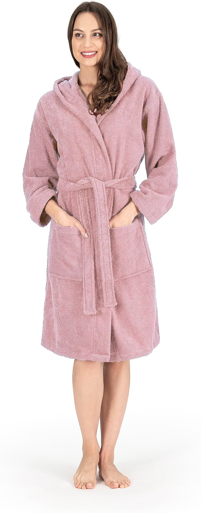 NINE WEST Unisex Bathrobe, 100% Turkish Cotton Hooded Terry Robe, High Absorbent & Quick Dry