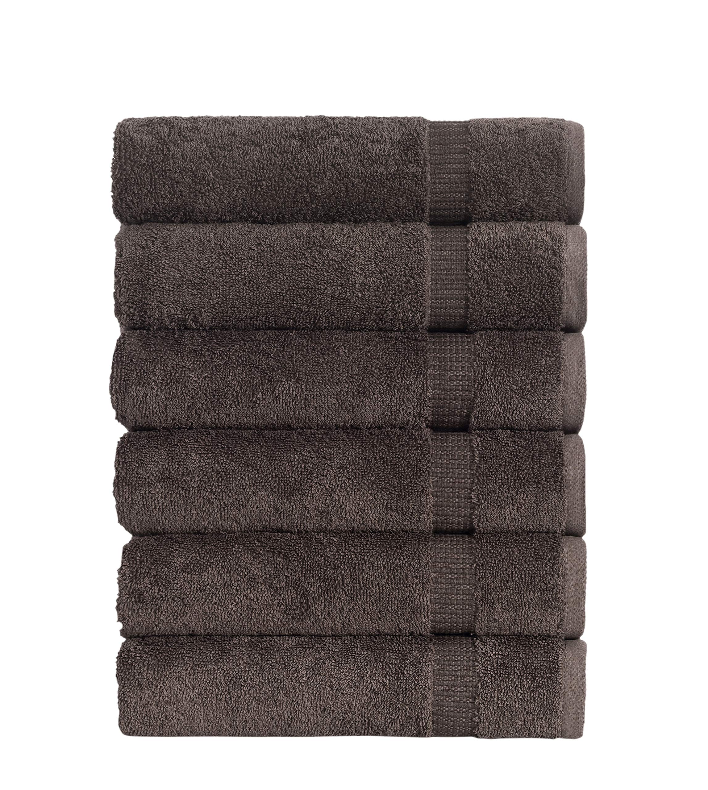 SALBAKOS - 100% Turkish Cotton Hand Towels Set 6 Pieces 16"x30" | Quick Dry, Absorbent & Soft Towels for Hotel & Spa