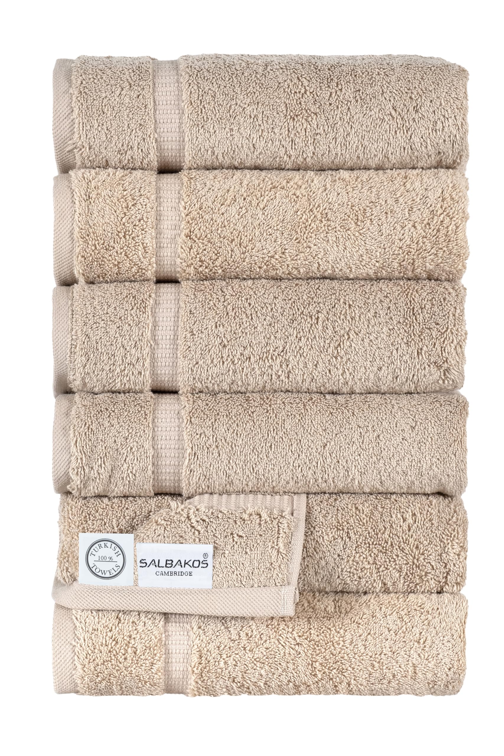 SALBAKOS - 100% Turkish Cotton Hand Towels Set 6 Pieces 16"x30" | Quick Dry, Absorbent & Soft Towels for Hotel & Spa