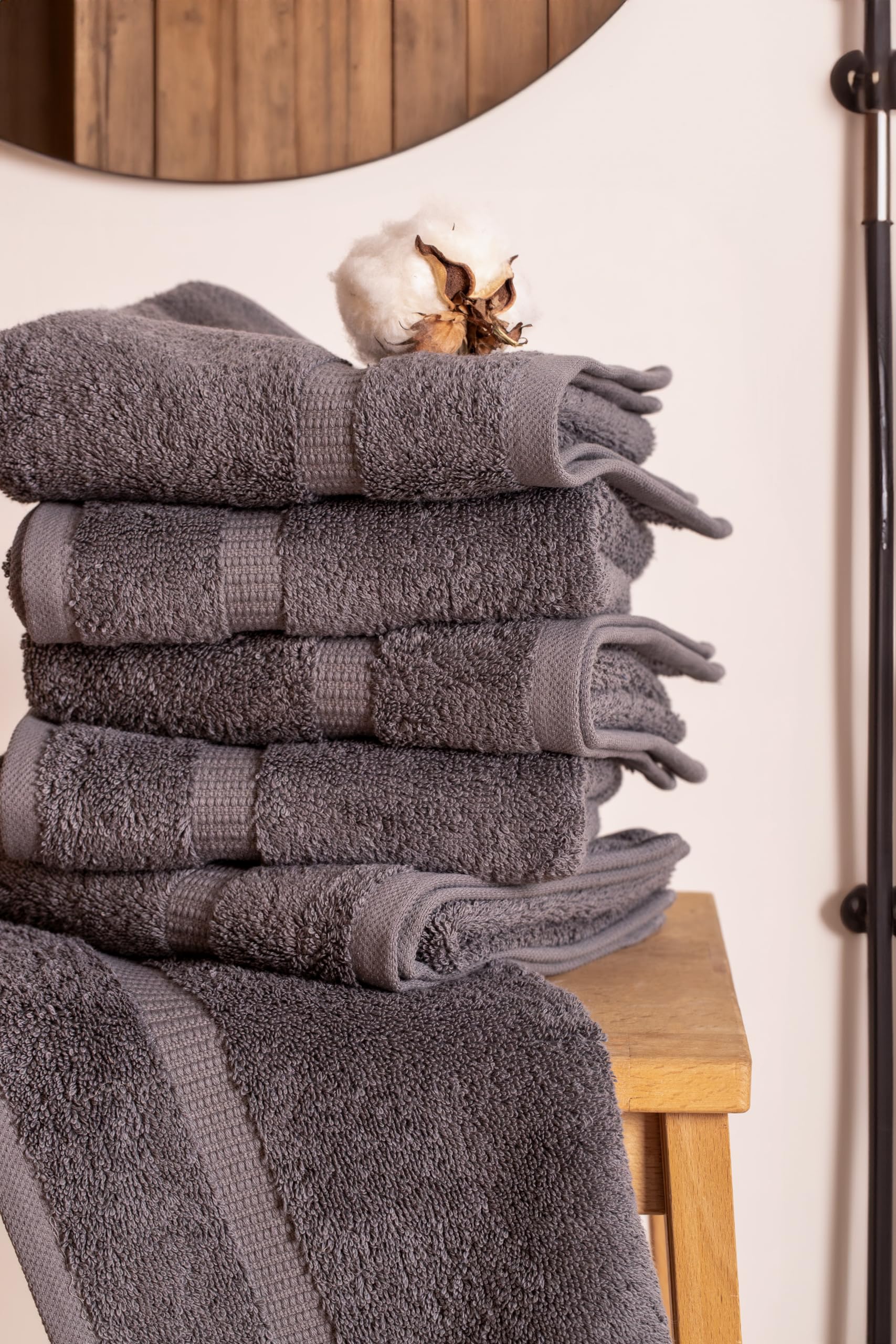 SALBAKOS - 100% Turkish Cotton Hand Towels Set 6 Pieces 16"x30" | Quick Dry, Absorbent & Soft Towels for Hotel & Spa