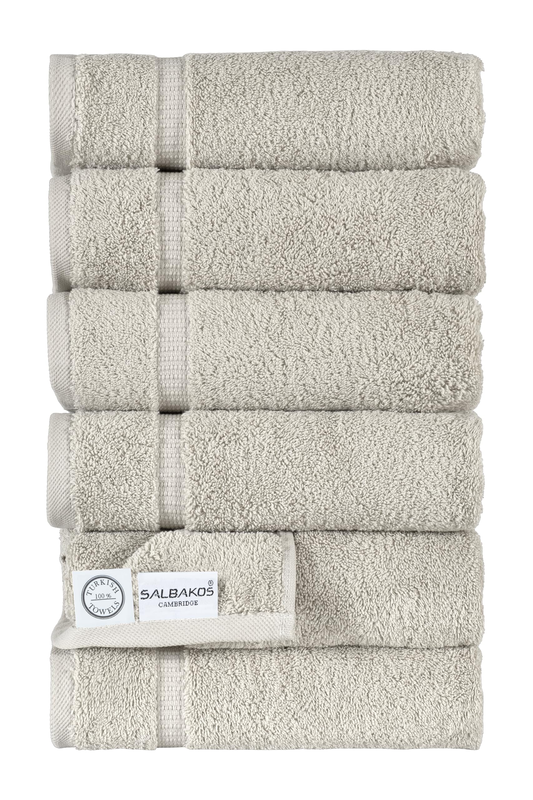 SALBAKOS - 100% Turkish Cotton Hand Towels Set 6 Pieces 16"x30" | Quick Dry, Absorbent & Soft Towels for Hotel & Spa