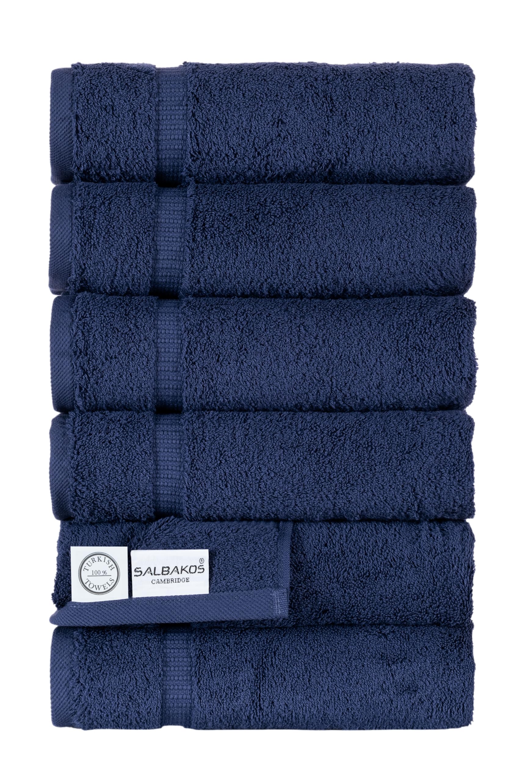 SALBAKOS - 100% Turkish Cotton Hand Towels Set 6 Pieces 16"x30" | Quick Dry, Absorbent & Soft Towels for Hotel & Spa