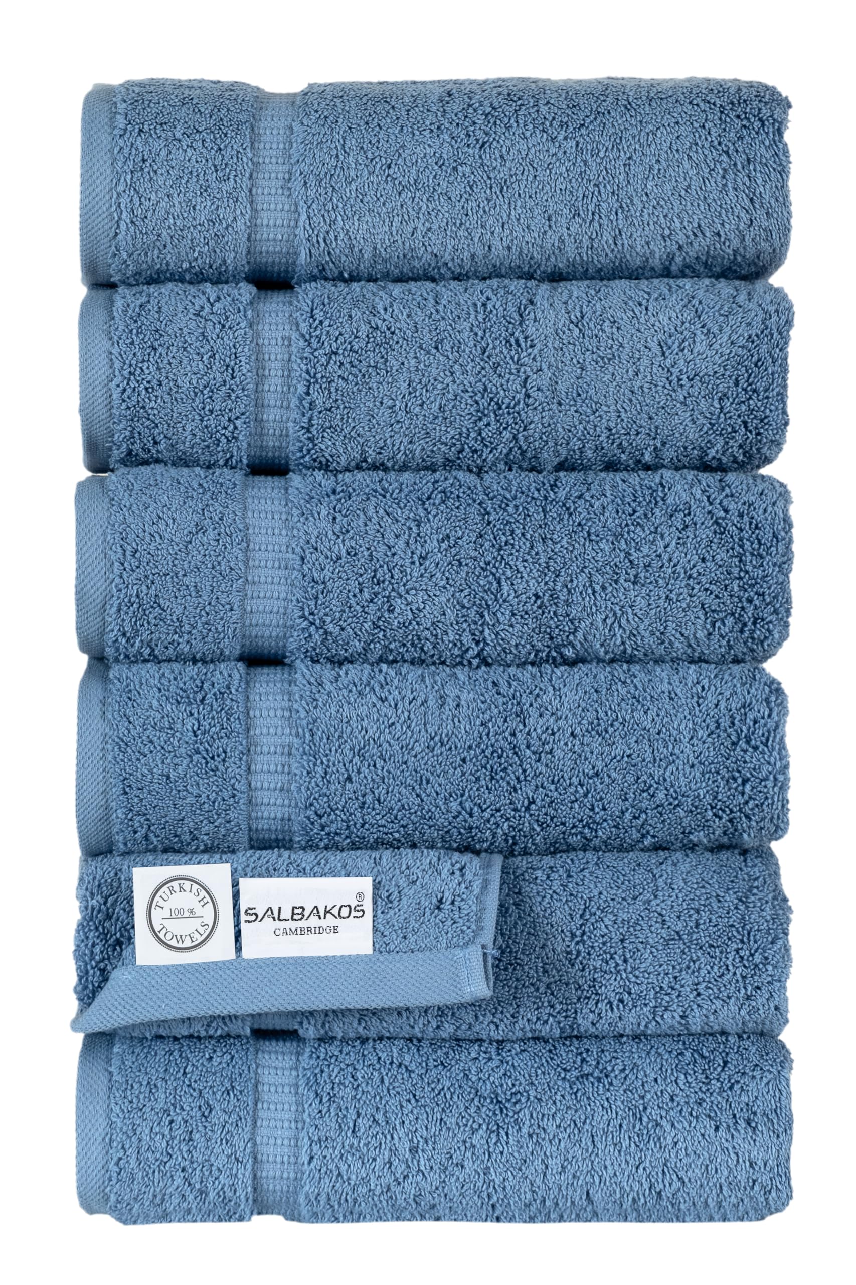 SALBAKOS - 100% Turkish Cotton Hand Towels Set 6 Pieces 16"x30" | Quick Dry, Absorbent & Soft Towels for Hotel & Spa