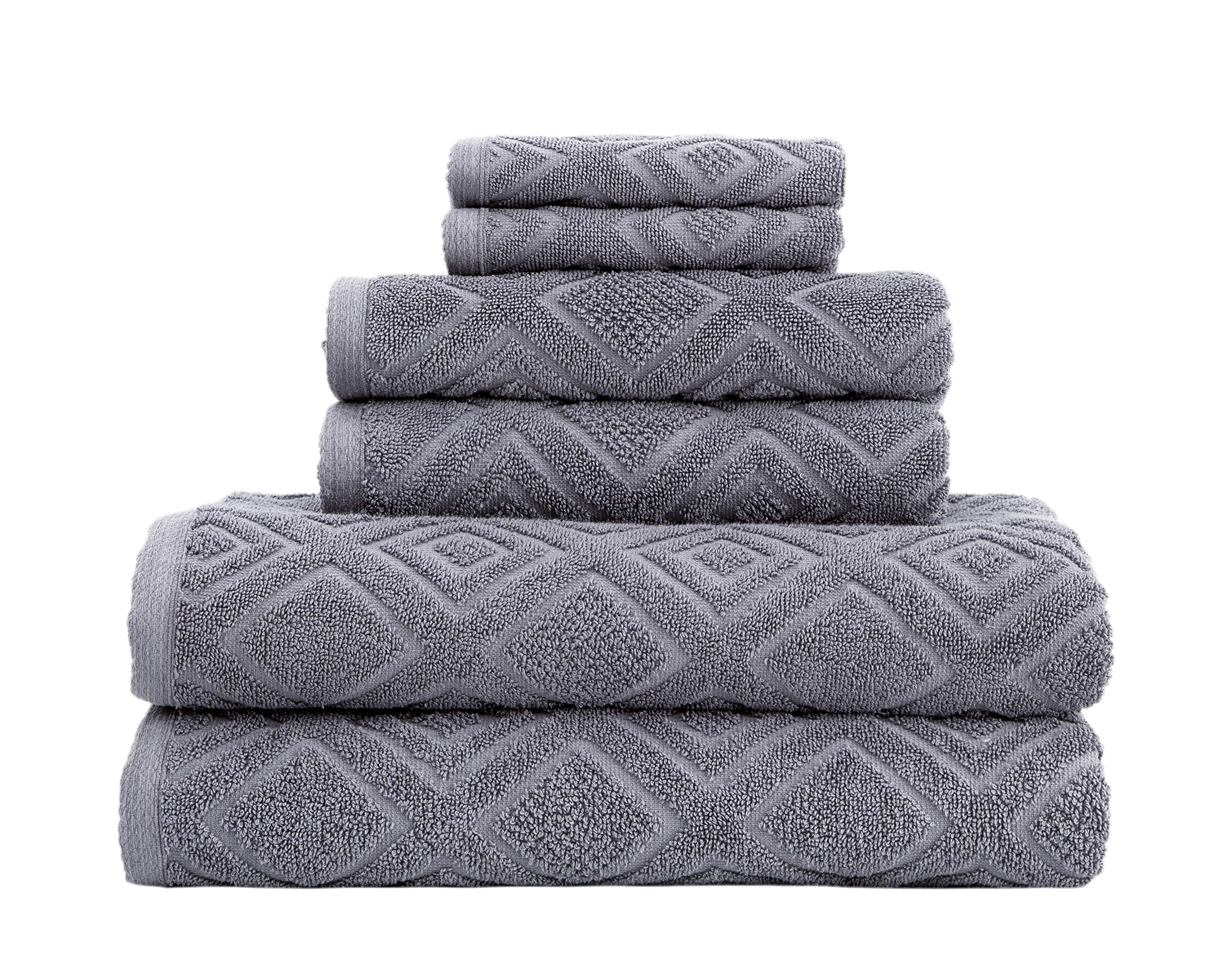 Luxury 6‑Piece Turkish Cotton Towel Set – Grey, Soft & Absorbent