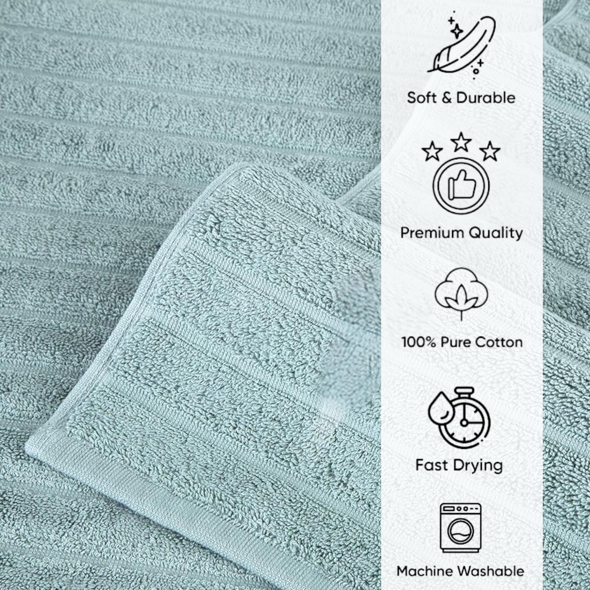 Classic Turkish Towels 100% Turkish Cotton Washcloths Set of 6, Absorbent & Quick Dry, Face Towels Wash Cloths for Hotel, Spa & Gym I 13"x13"