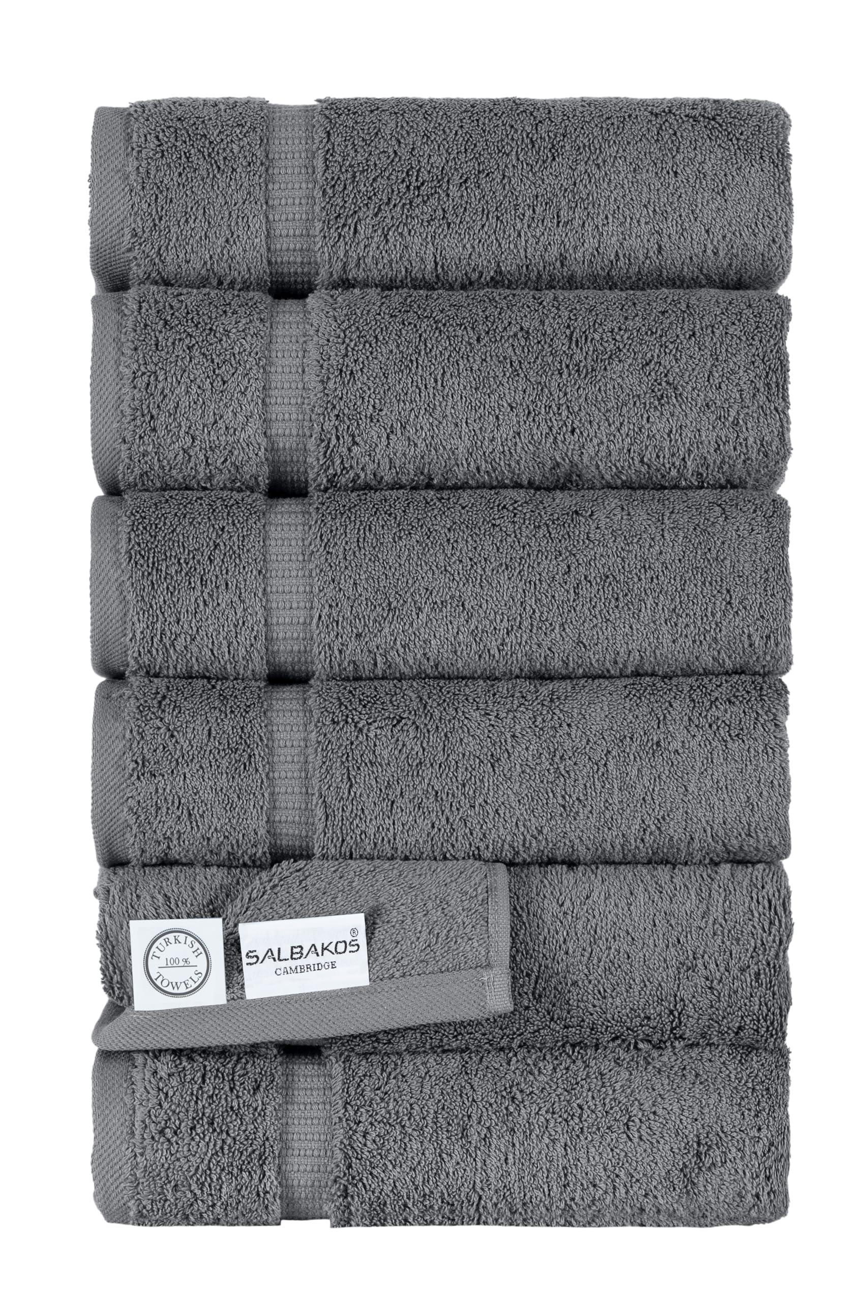 SALBAKOS - 100% Turkish Cotton Hand Towels Set 6 Pieces 16"x30" | Quick Dry, Absorbent & Soft Towels for Hotel & Spa