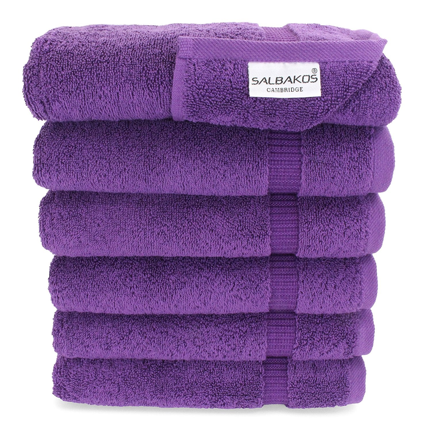 SALBAKOS - 100% Turkish Cotton Hand Towels Set 6 Pieces 16"x30" | Quick Dry, Absorbent & Soft Towels for Hotel & Spa