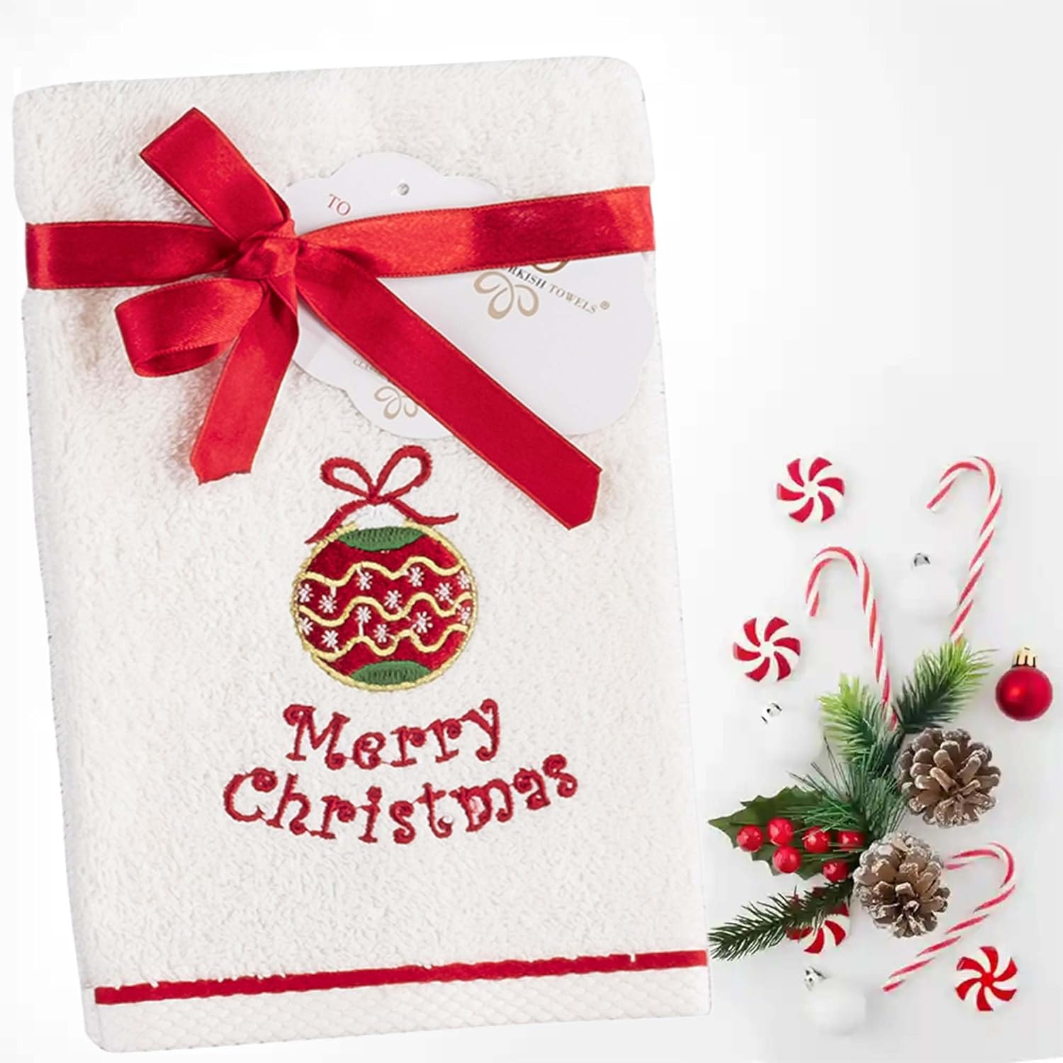 Premium 6-Piece Turkish Cotton Christmas Towel Set - Soft, Absorbent, Holiday Bathroom Decor