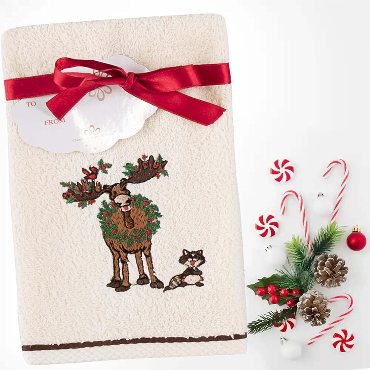 Premium 6-Piece Turkish Cotton Christmas Towel Set - Soft, Absorbent, Holiday Bathroom Decor