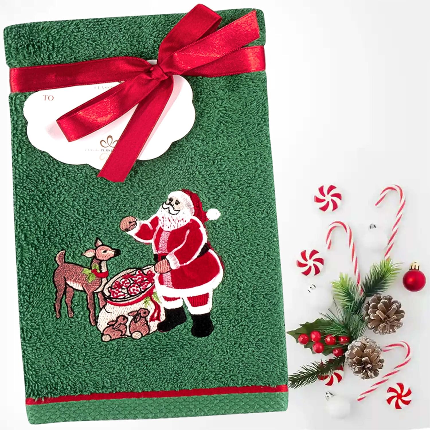 Premium 6-Piece Turkish Cotton Christmas Towel Set - Soft, Absorbent, Holiday Bathroom Decor