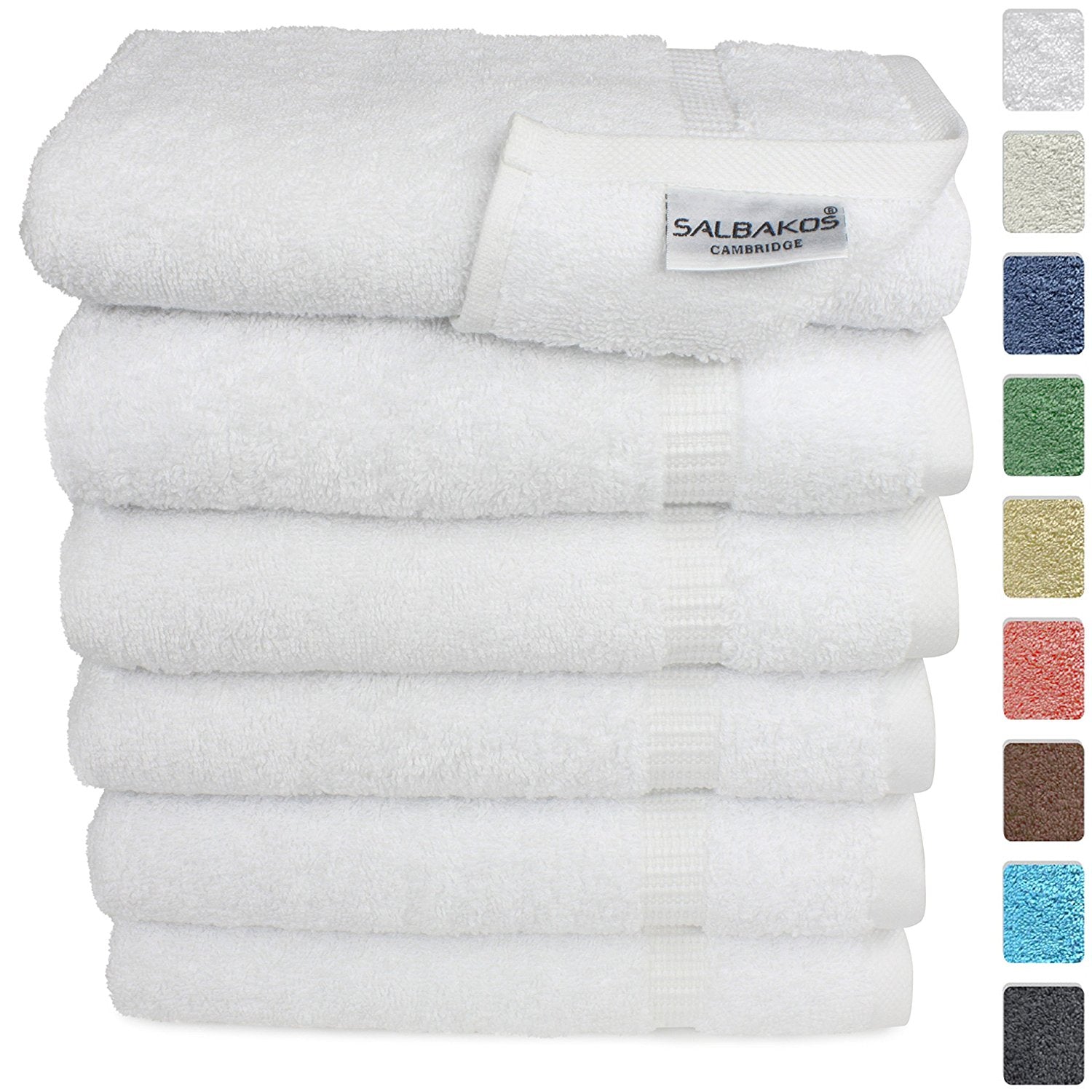 SALBAKOS - 100% Turkish Cotton Hand Towels Set 6 Pieces 16"x30" | Quick Dry, Absorbent & Soft Towels for Hotel & Spa