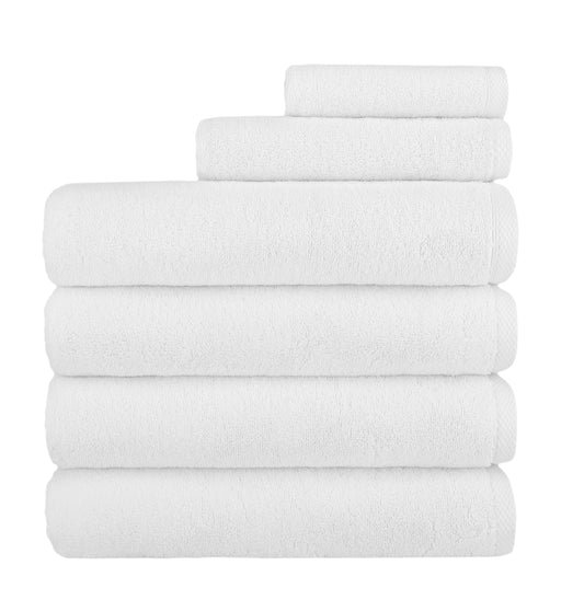 NINE WEST - Premium Luxury Hotel Collection 6 Pc Set - White - Classic Turkish Towels